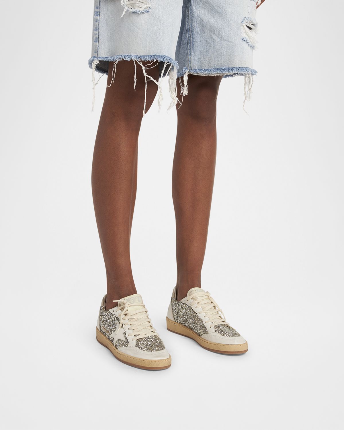 Golden Goose Ball Star Glitter Leather Low-Top Sneakers
