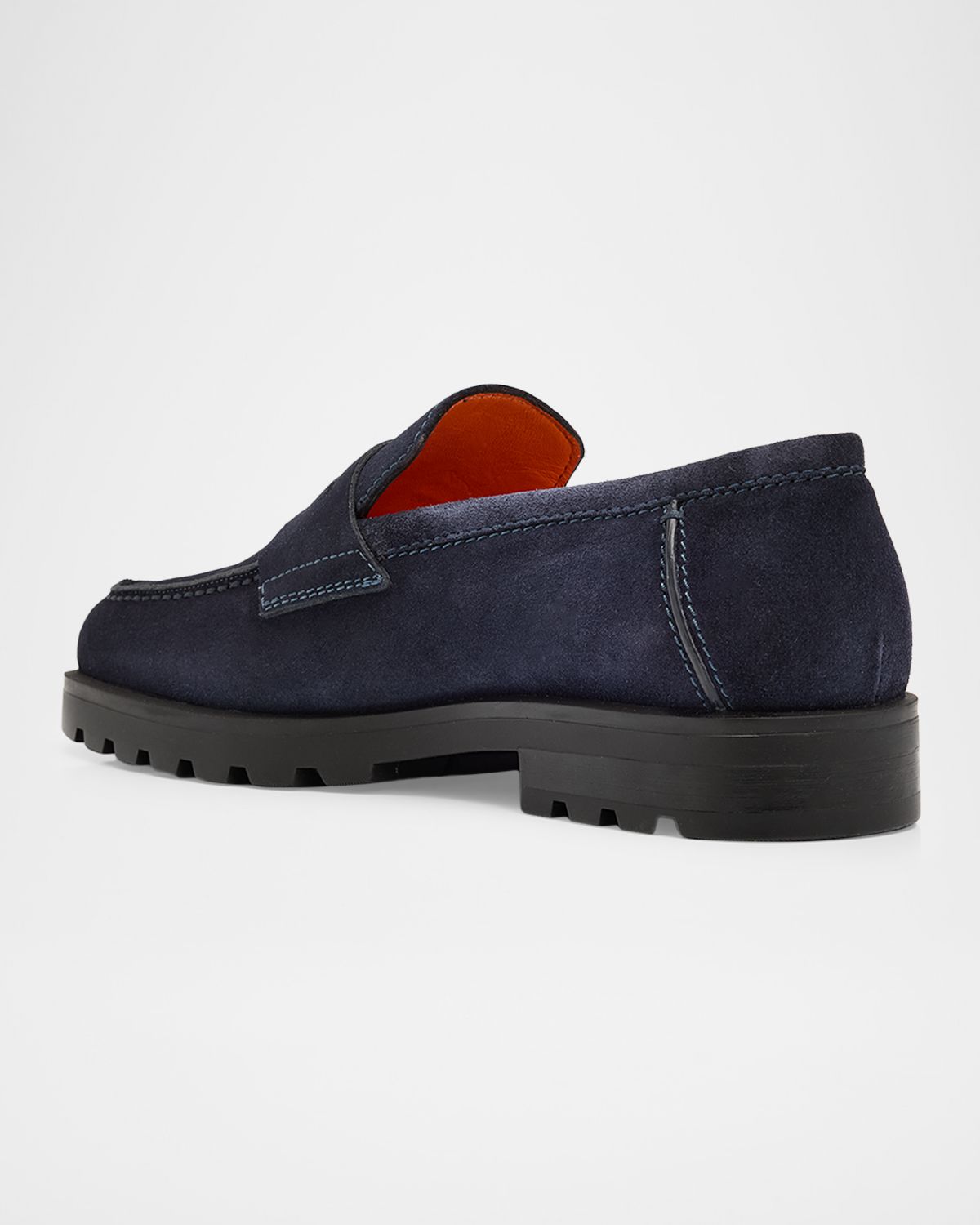 Santoni Men 's Rock Suede Lug Sole Penny Loafers | Thumbnail 4