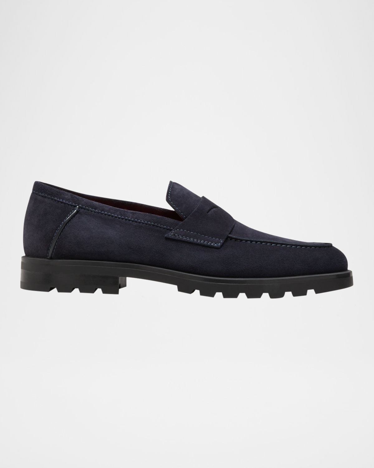 Santoni Men 's Rock Suede Lug Sole Penny Loafers