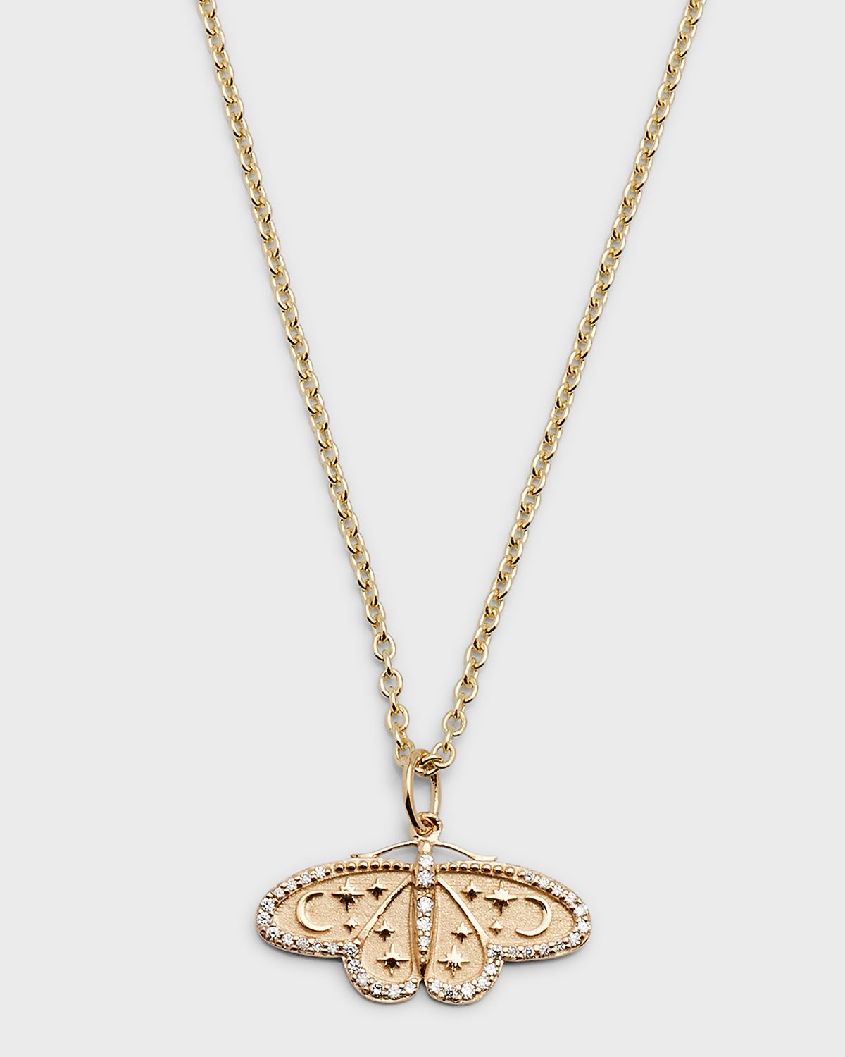 Sydney Evan 14k Diamond Celestial Moth Pendant Necklace