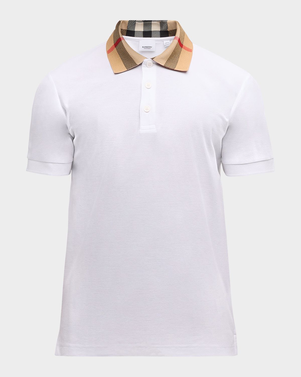 Burberry Men 's Pique Polo Shirt with Check Collar | Thumbnail 8 Burberry Men 's Pique Polo Shirt with Check Collar | Thumbnail 8