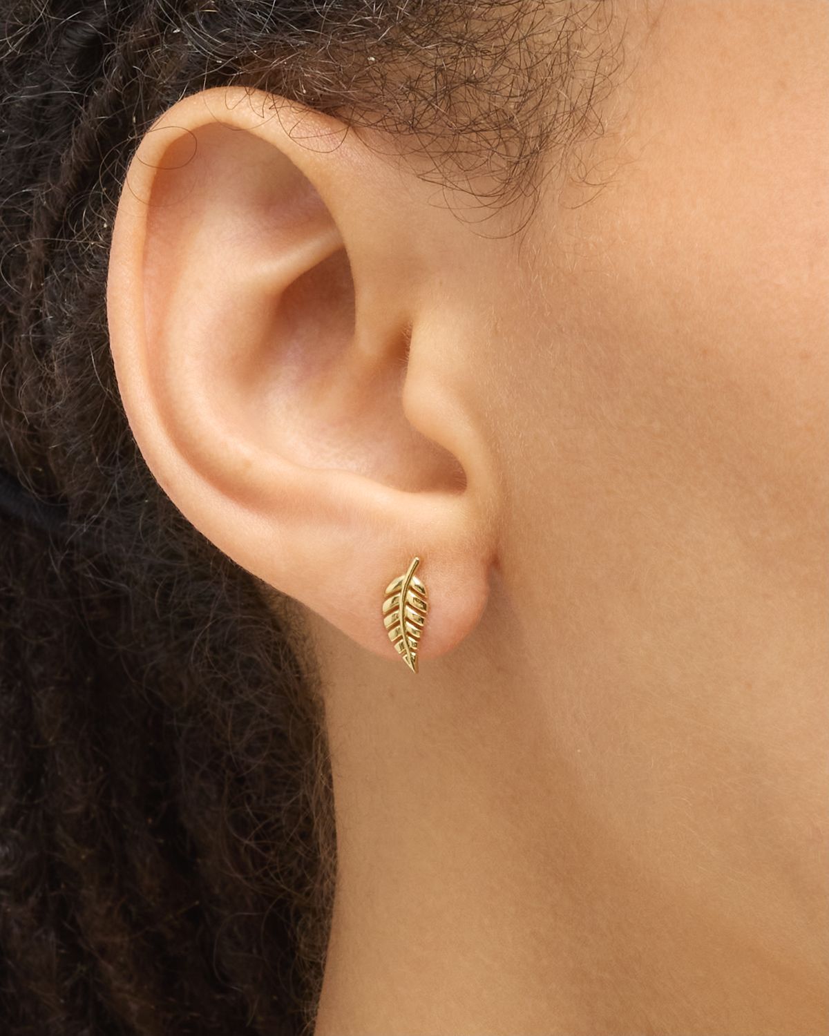 Jennifer Meyer 18k Yellow Gold Mini Leaf Stud Earrings