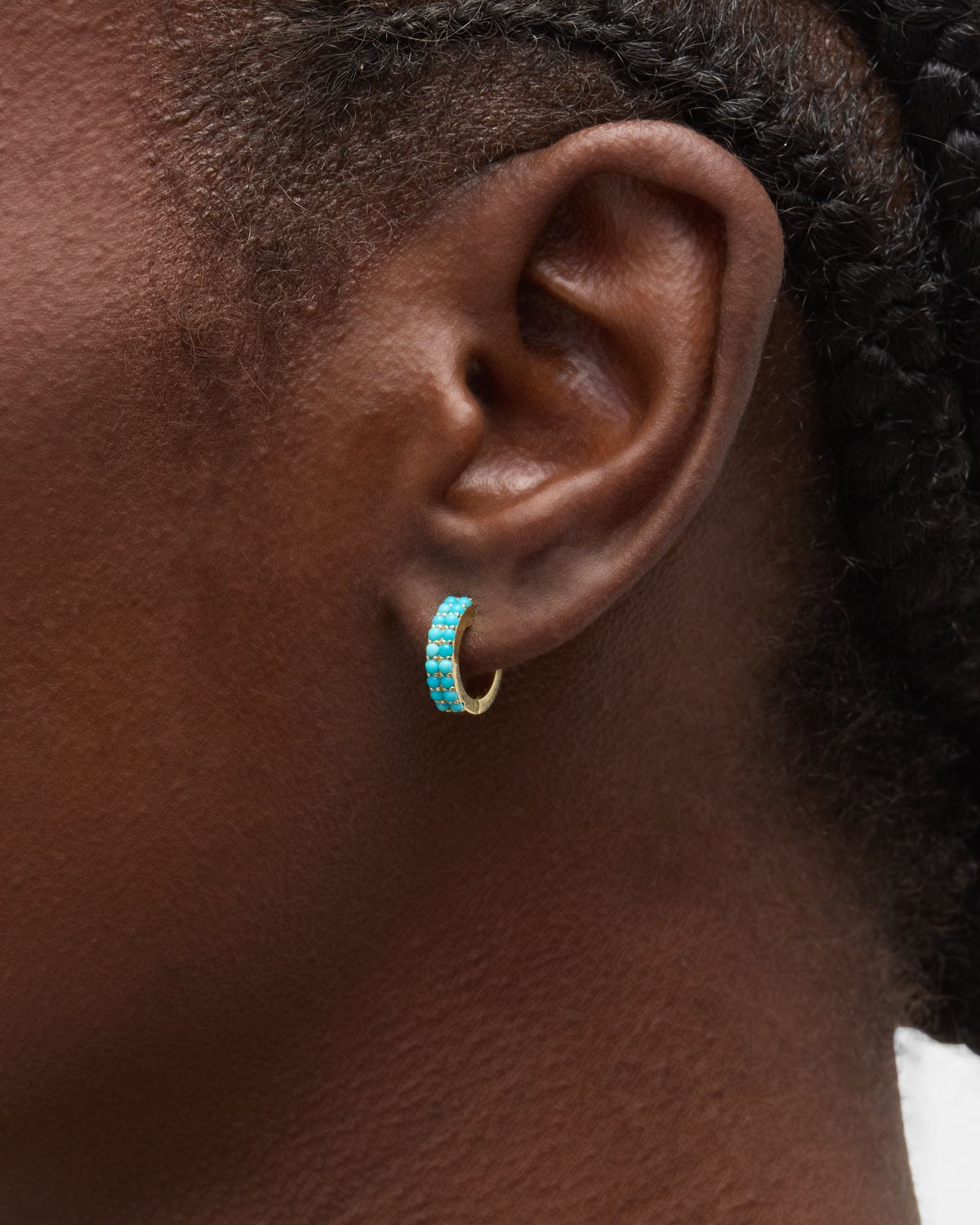 Jennifer Meyer 18k Yellow Gold Turquoise Small Huggie Earrings