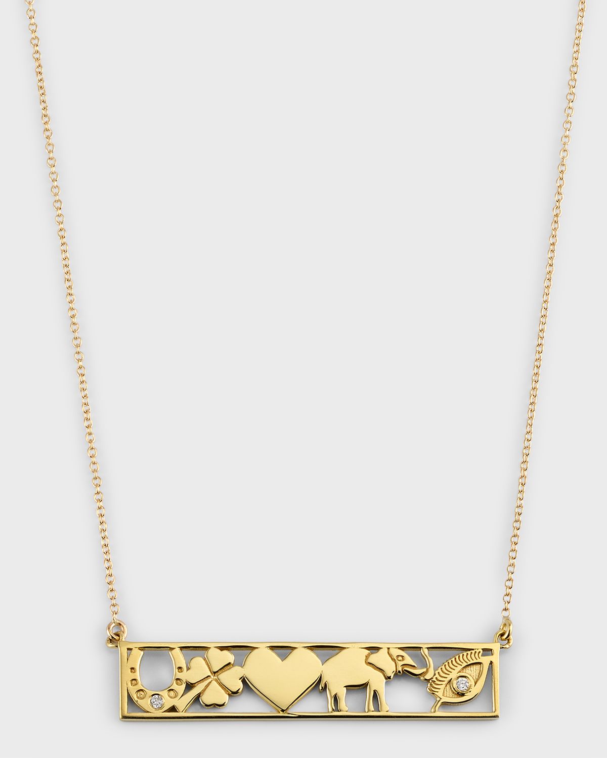 Jennifer Meyer 18K Yellow Gold Good Luck Bar Necklace