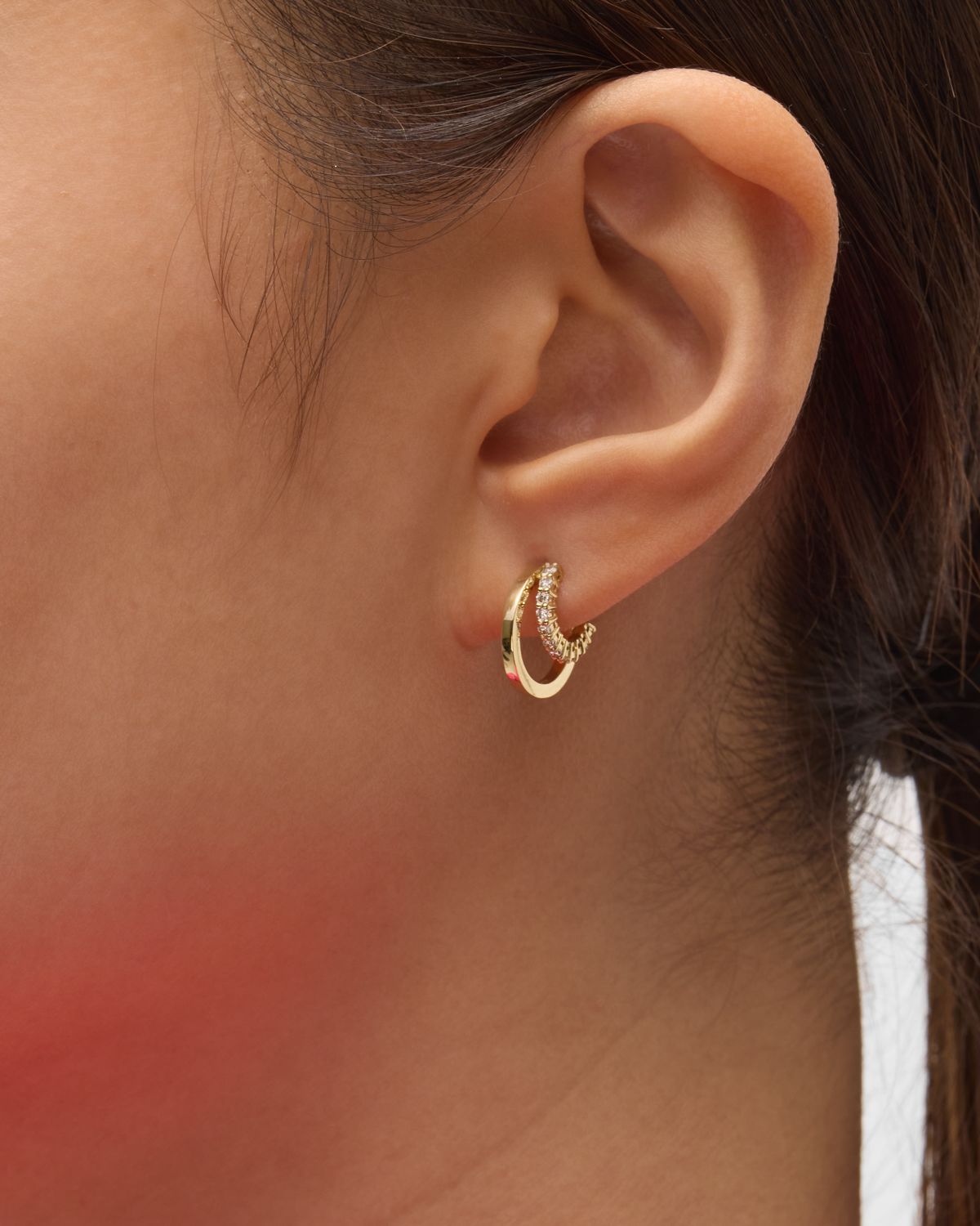 Jennifer Meyer 18k Diamond Double Mini Hoop Earrings