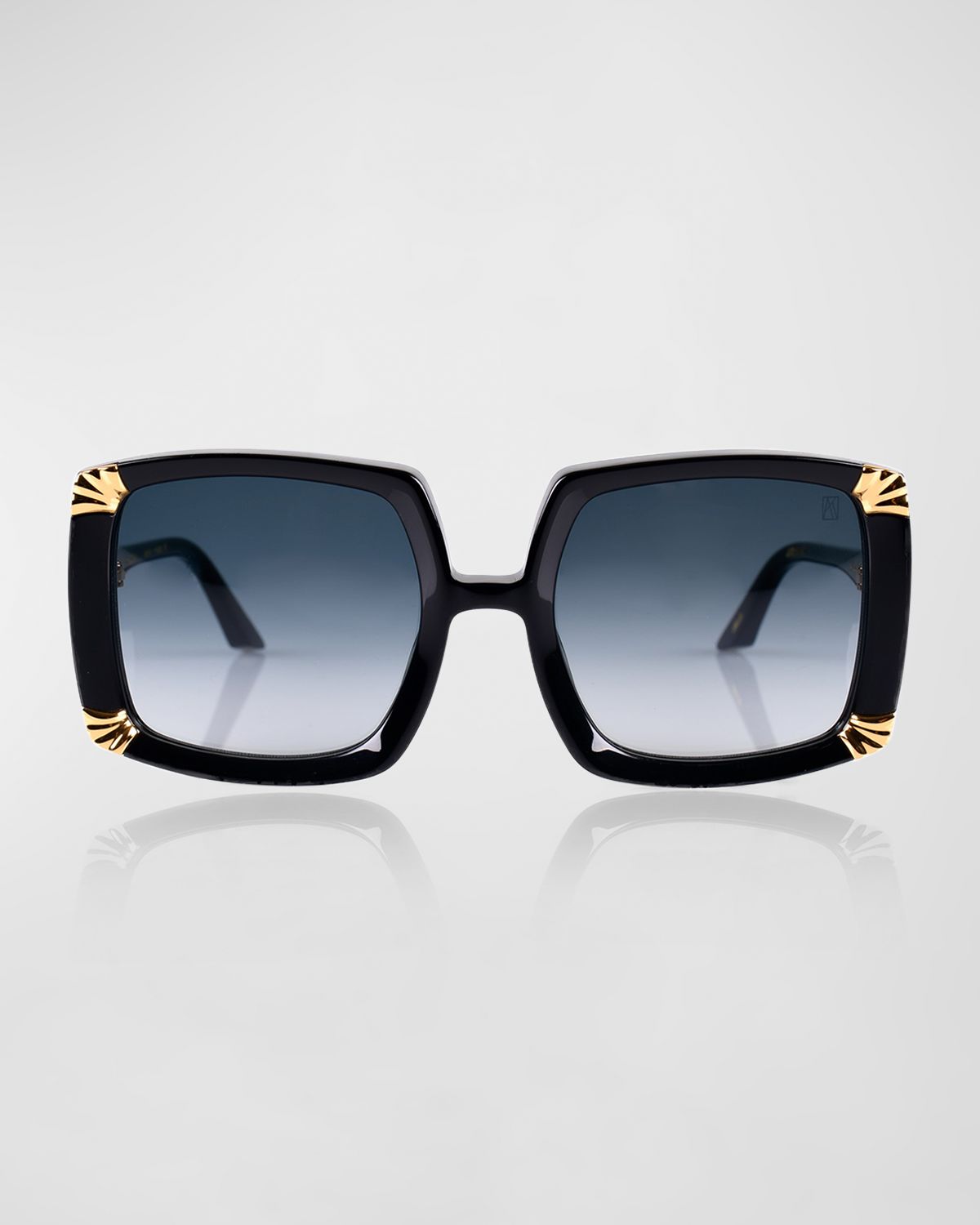 Anna-Karin Karlsson Strawberry Moon Square Black Acetate & Gold-Plated Steel Sunglasses