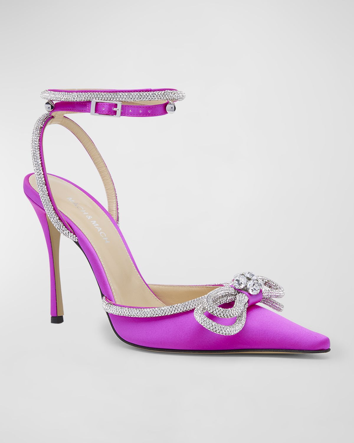 MACH & MACH Strass Bow Double Ankle-Strap Pumps