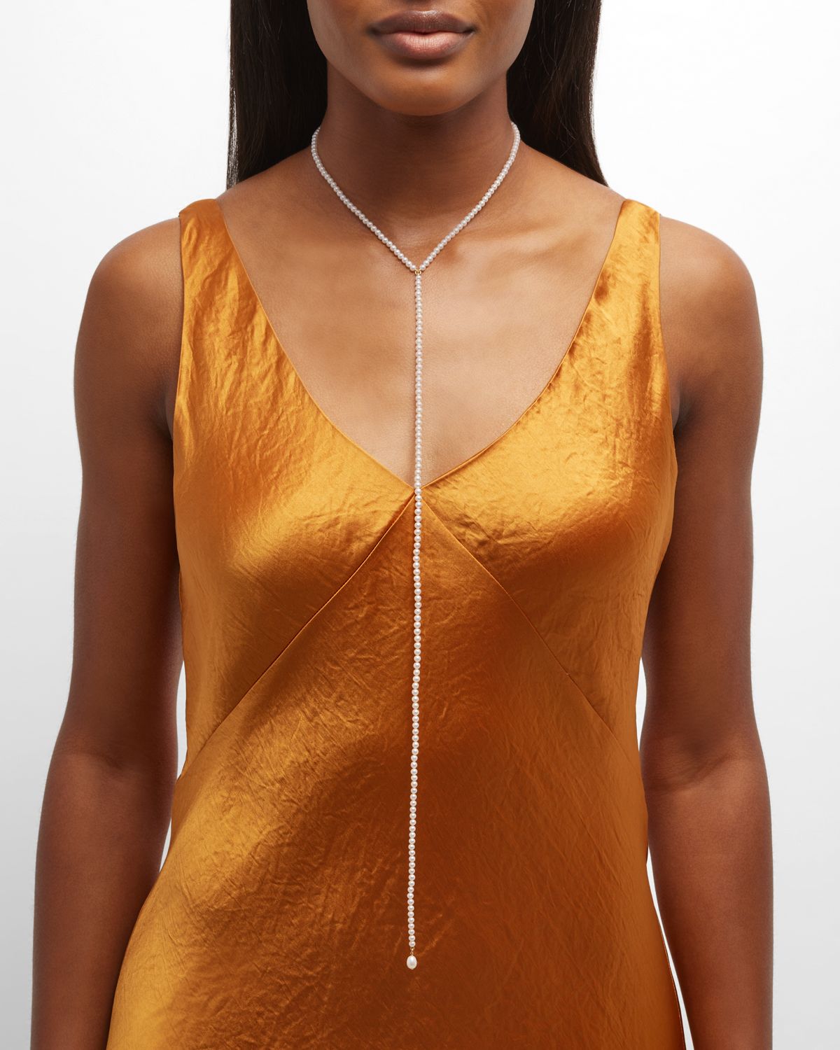 POPPY FINCH 14k Baby Pearl Long Lariat Necklace