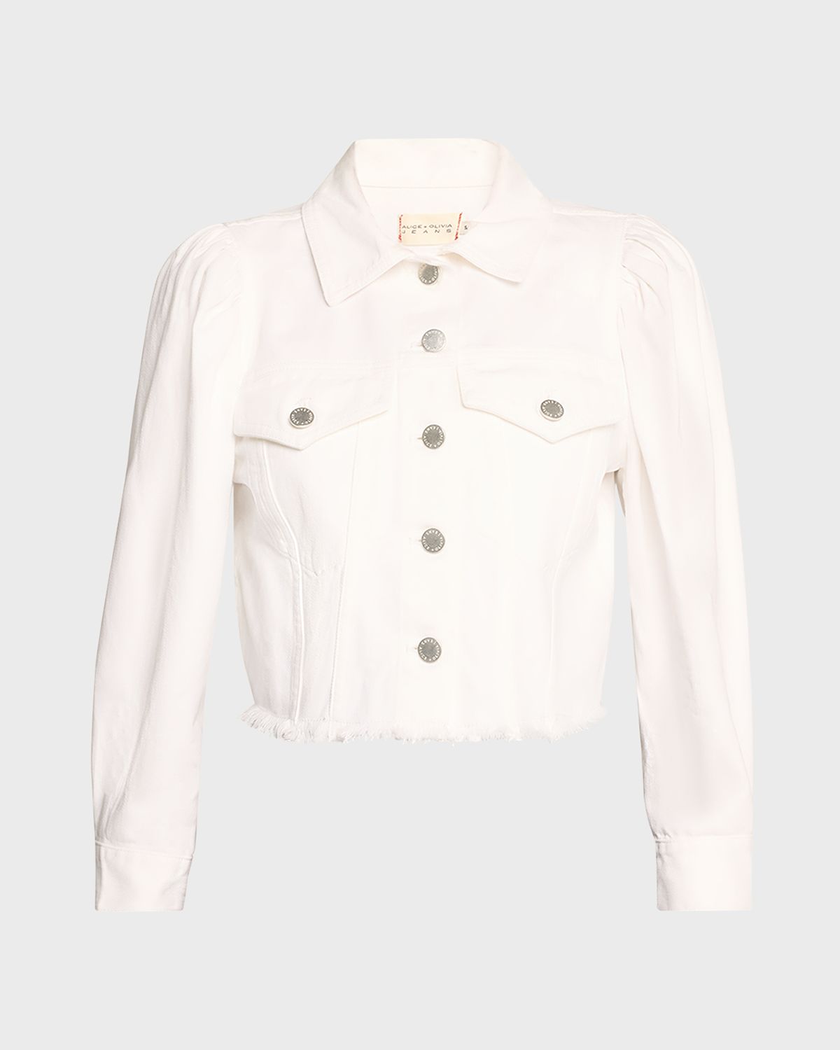 ALICE + OLIVIA Lana Puff-Sleeve Cropped Denim Jacket | Thumbnail 7 ALICE + OLIVIA Lana Puff-Sleeve Cropped Denim Jacket | Thumbnail 7