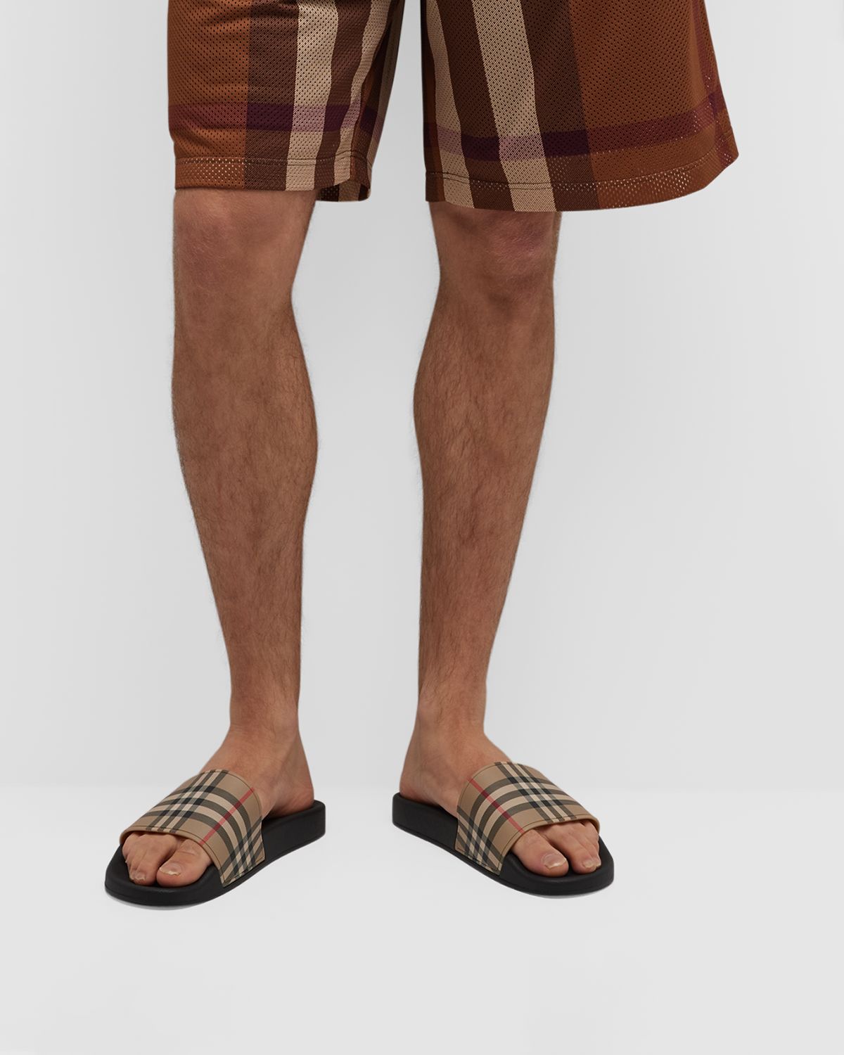 Burberry Men 's Furley Check Slides