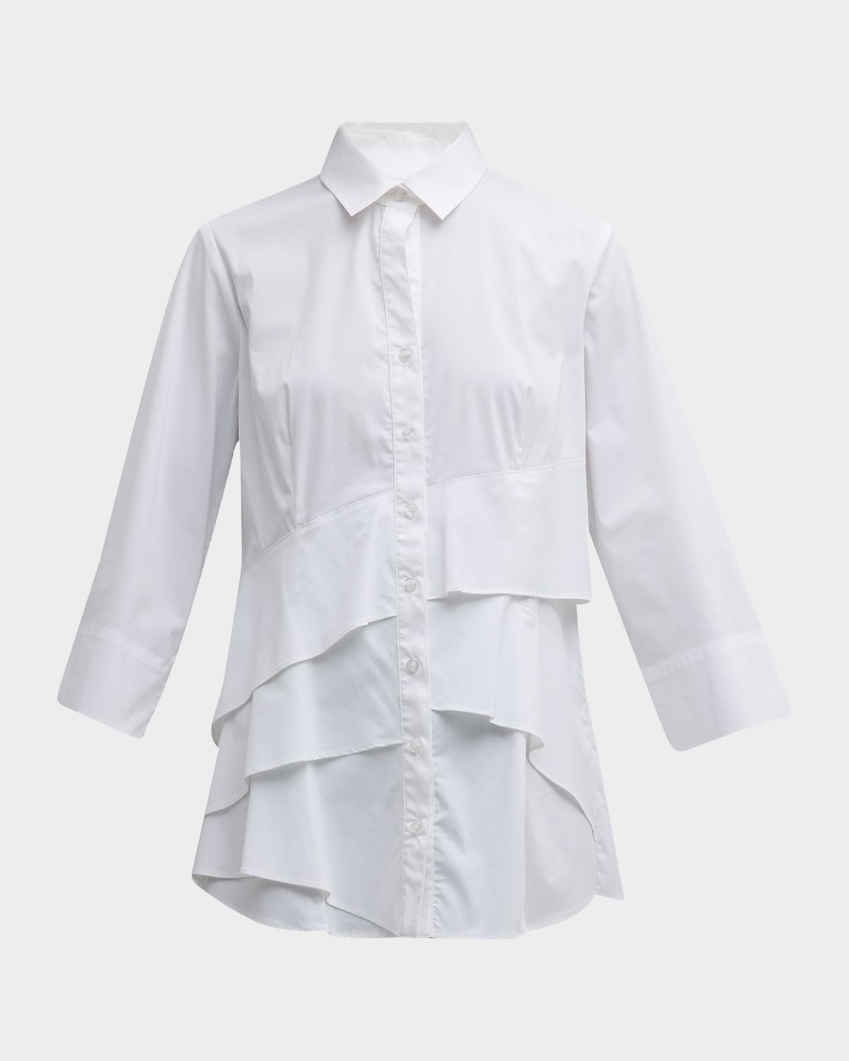 Finley Jenna Button-Down Ruffle Poplin Top