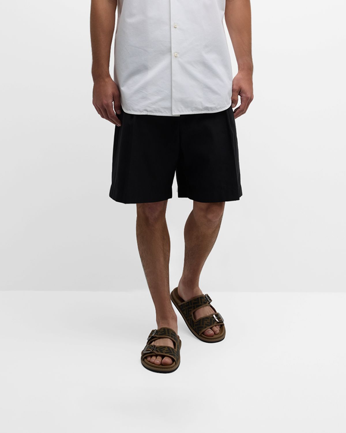 Fendi Men 's FF Jacquard Slide Sandals