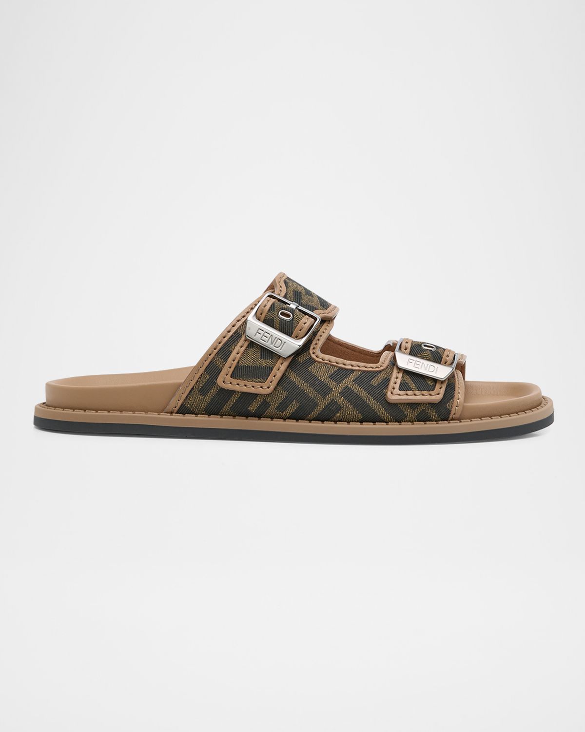 Fendi Men 's FF Jacquard Slide Sandals