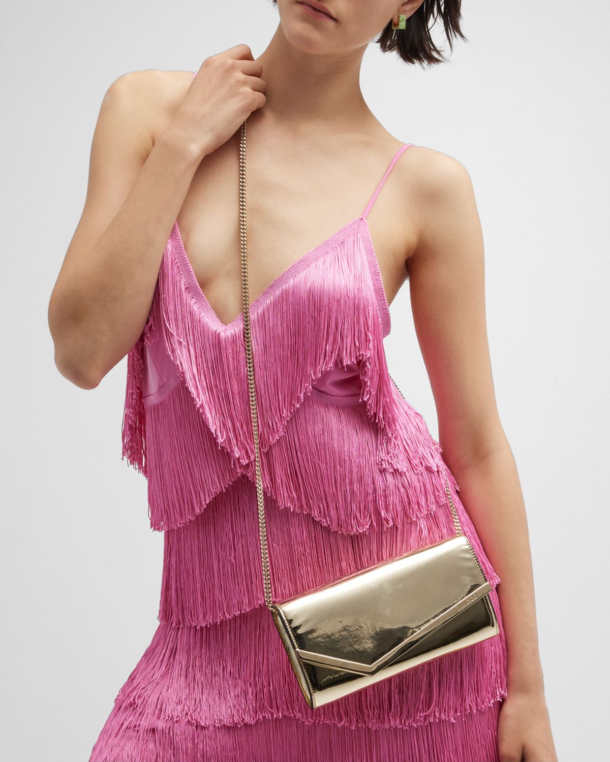 Jimmy Choo Emmie Metallic Leather Clutch Bag