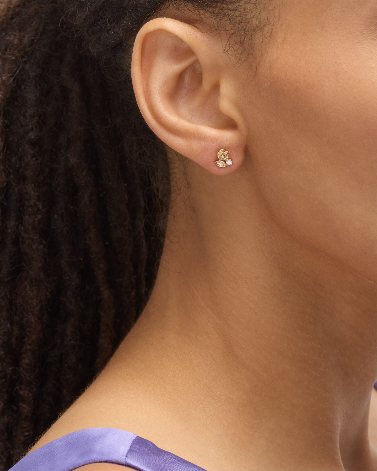 Sydney Evan Diamond Marquis Eye and Rose Cluster Stud Earring, Single