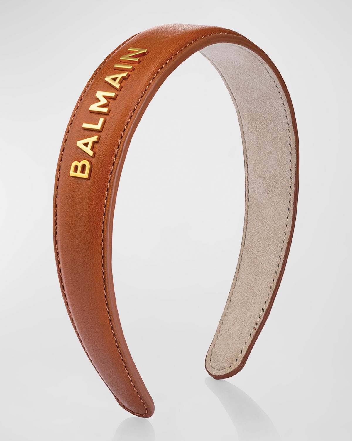Balmain Hair Riviera Large Cognac Headband with Logo | Thumbnail 4