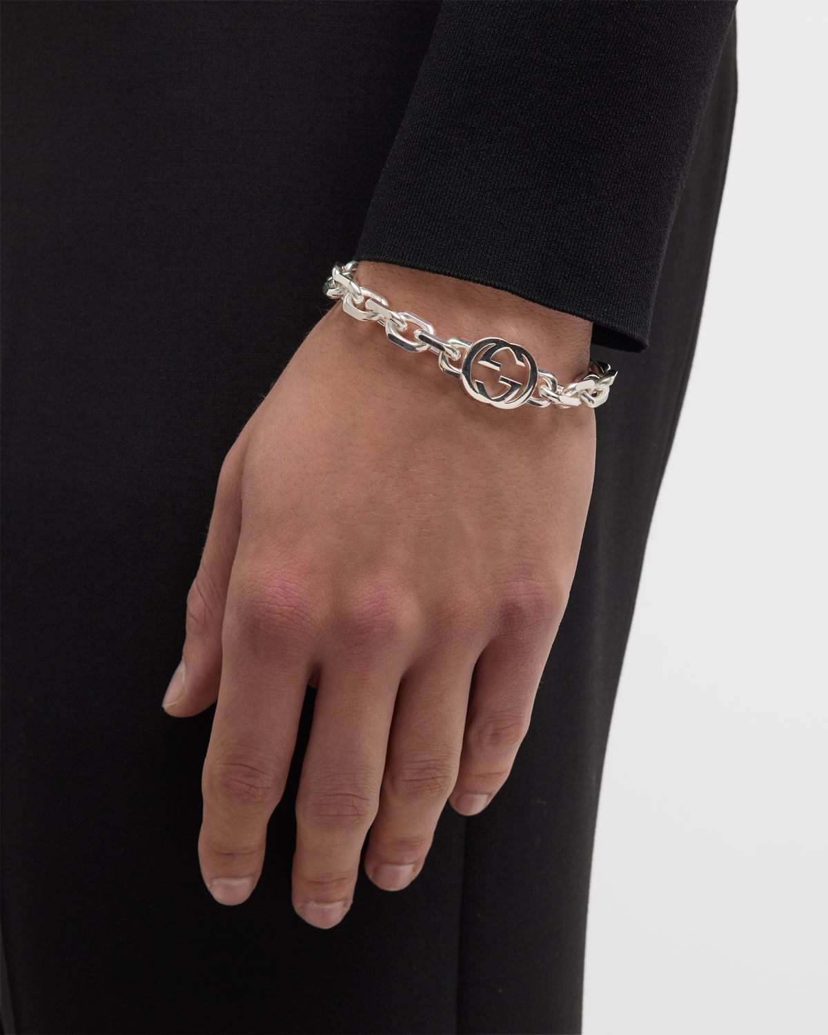Gucci Men 's Sterling Silver Interlocking G Link Bracelet