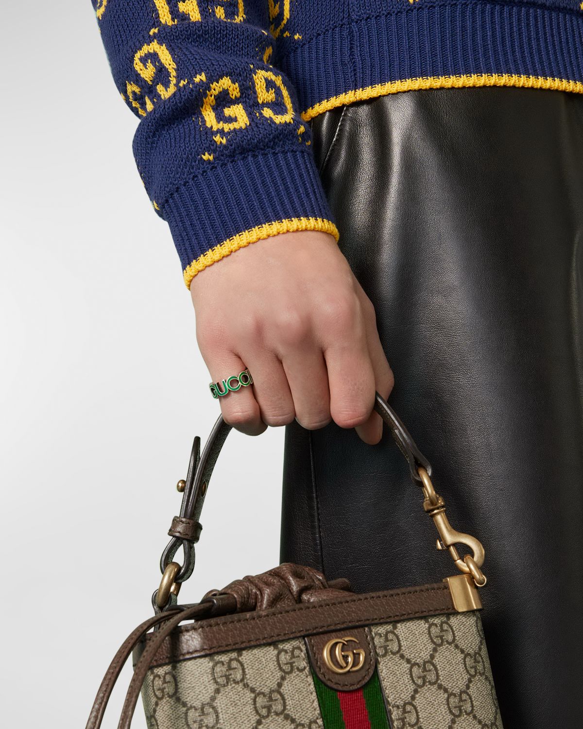 Gucci Men 's Interlocking G Enamel Band Ring