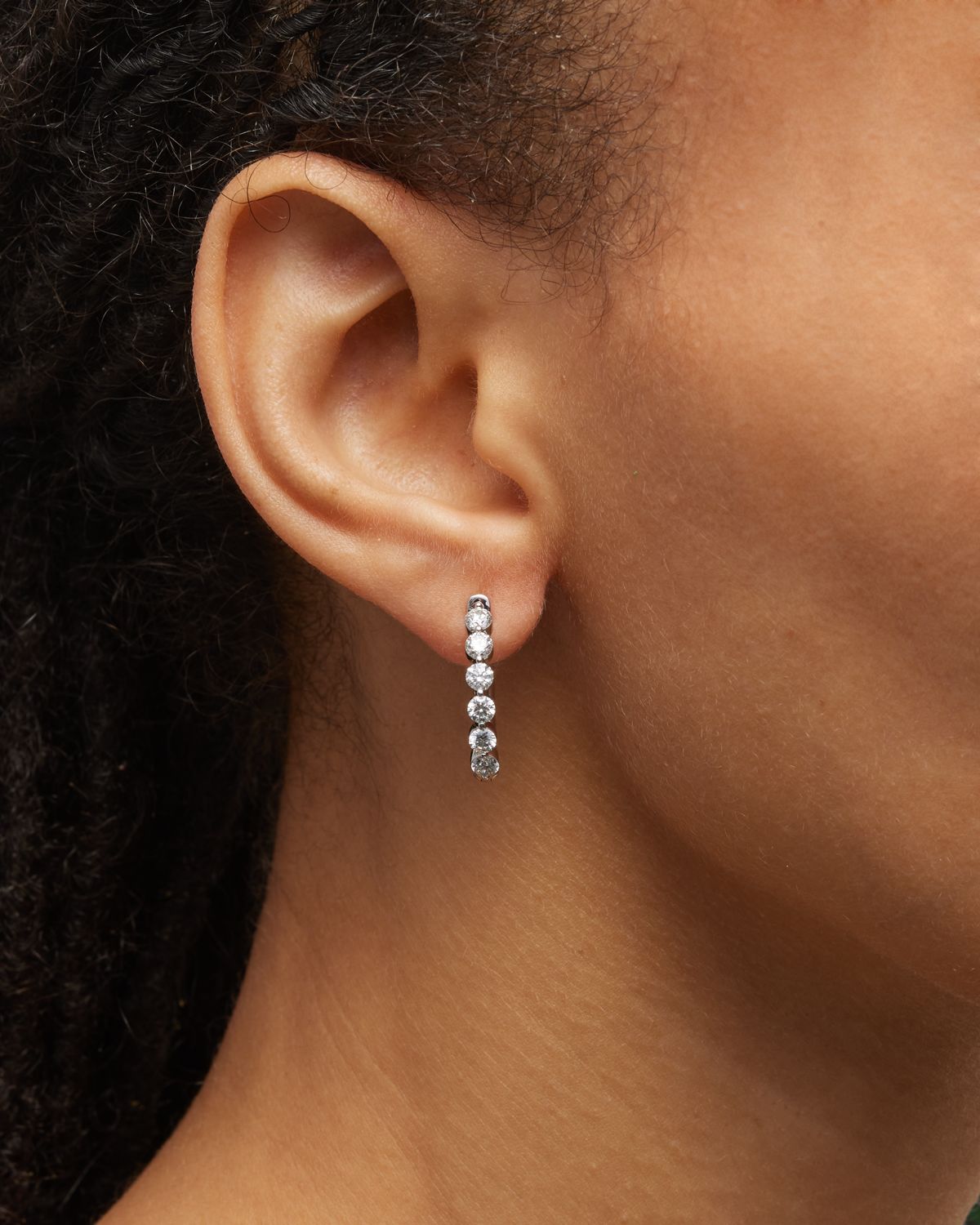 Neiman Marcus Diamonds 18k White Gold Diamond Hoop Earrings, 1.5 ct., .75"