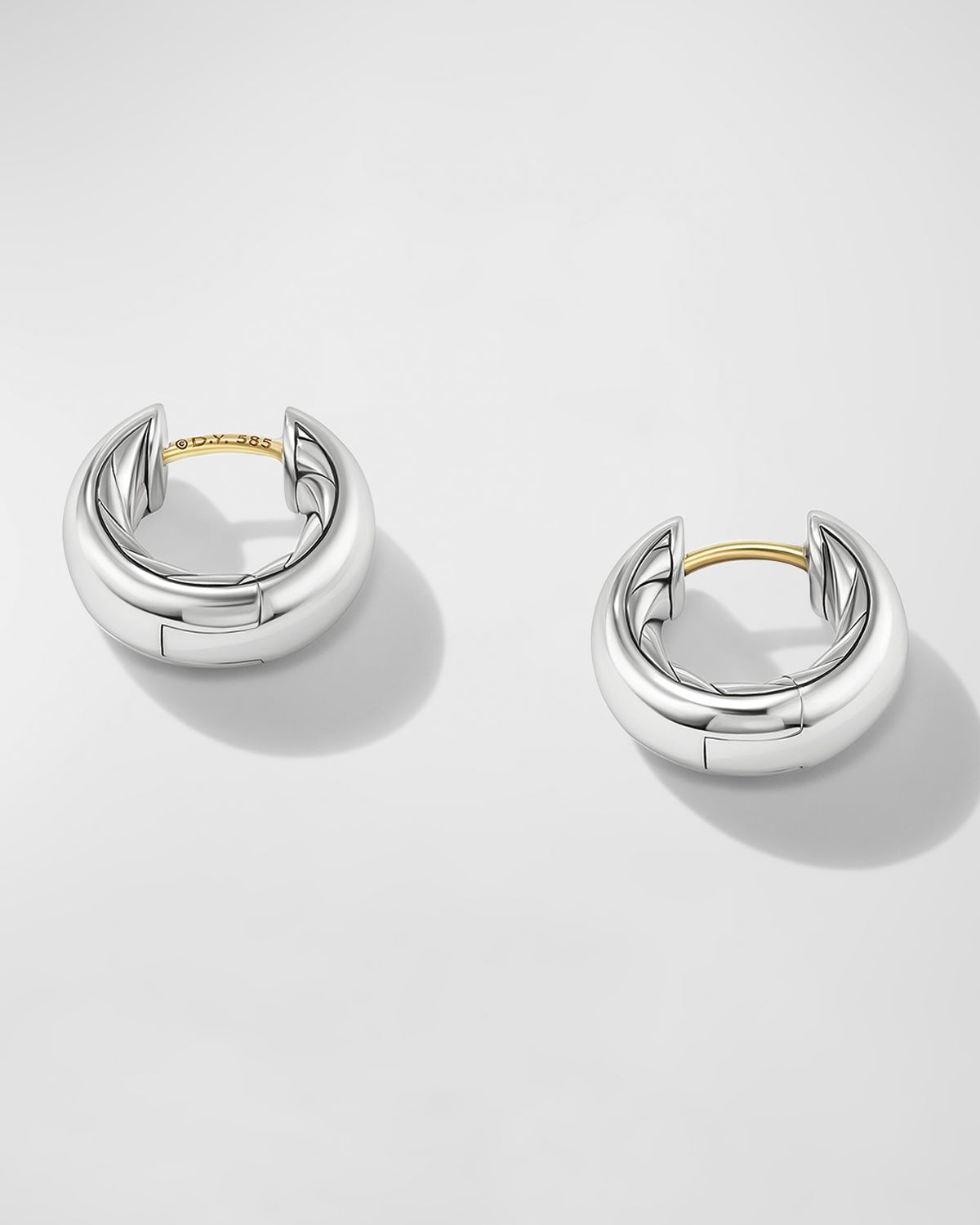 David Yurman Sculpted Cable Huggie Hoop Earrings in Silver, 4.8mm, 0.5"L