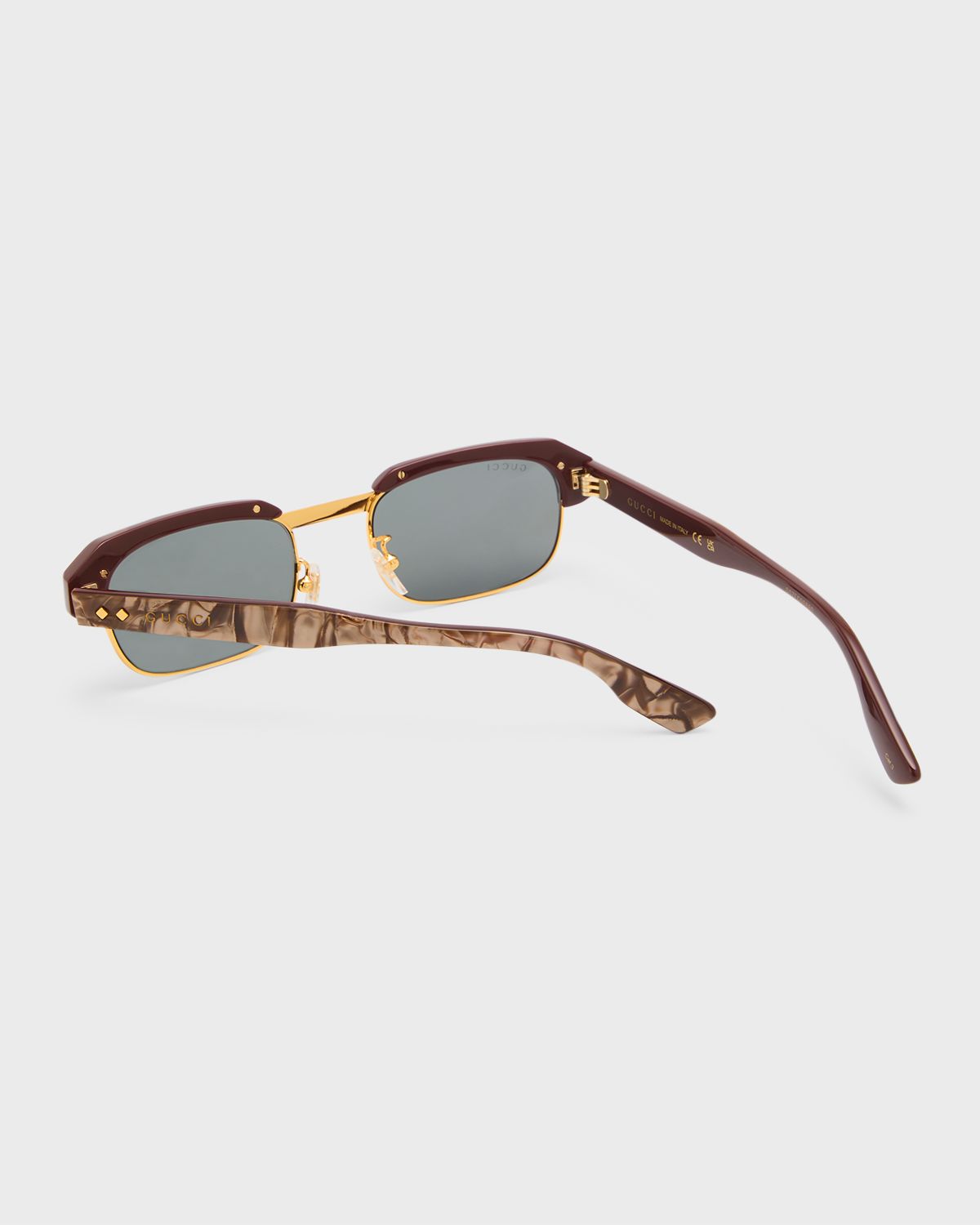 Gucci Men 's Half-Rim Rectangle Sunglasses