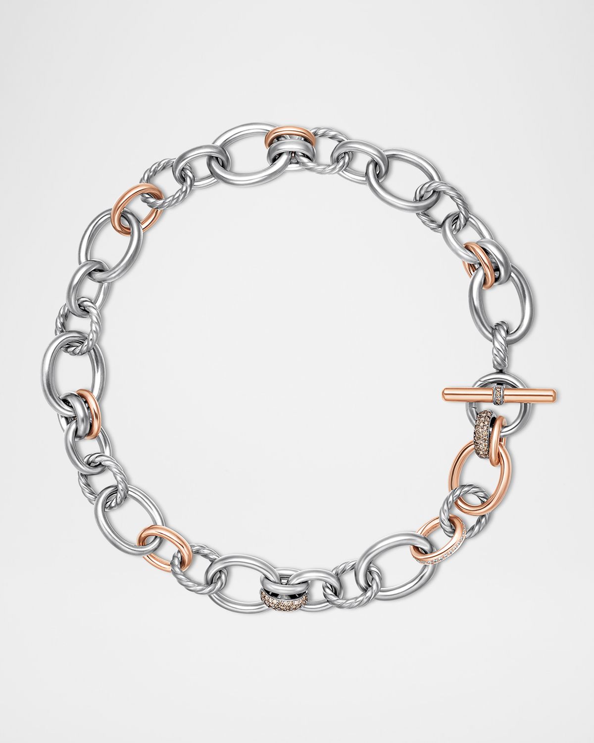 David Yurman DY Mercer Necklace with Diamonds and 18K Rose Gold in Silver