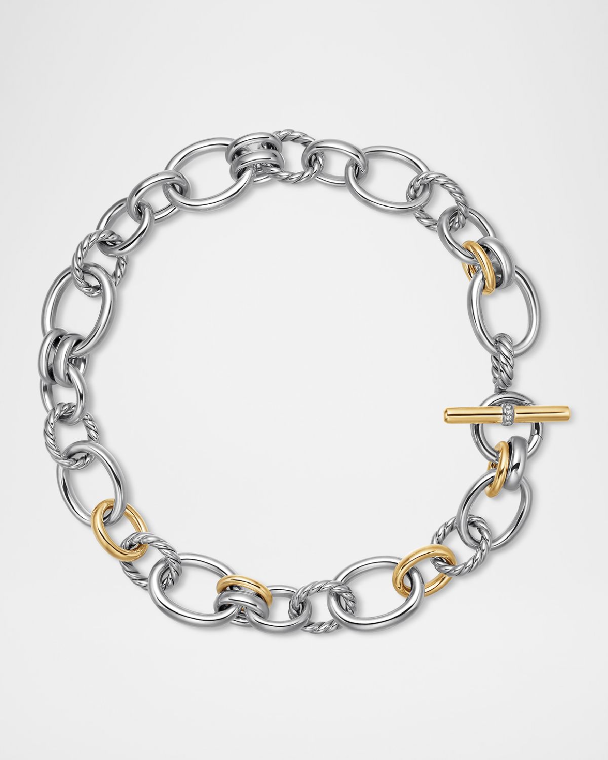 David Yurman DY Mercer Necklace with Diamonds and 18K Gold in Silver, 25mm, 19"L