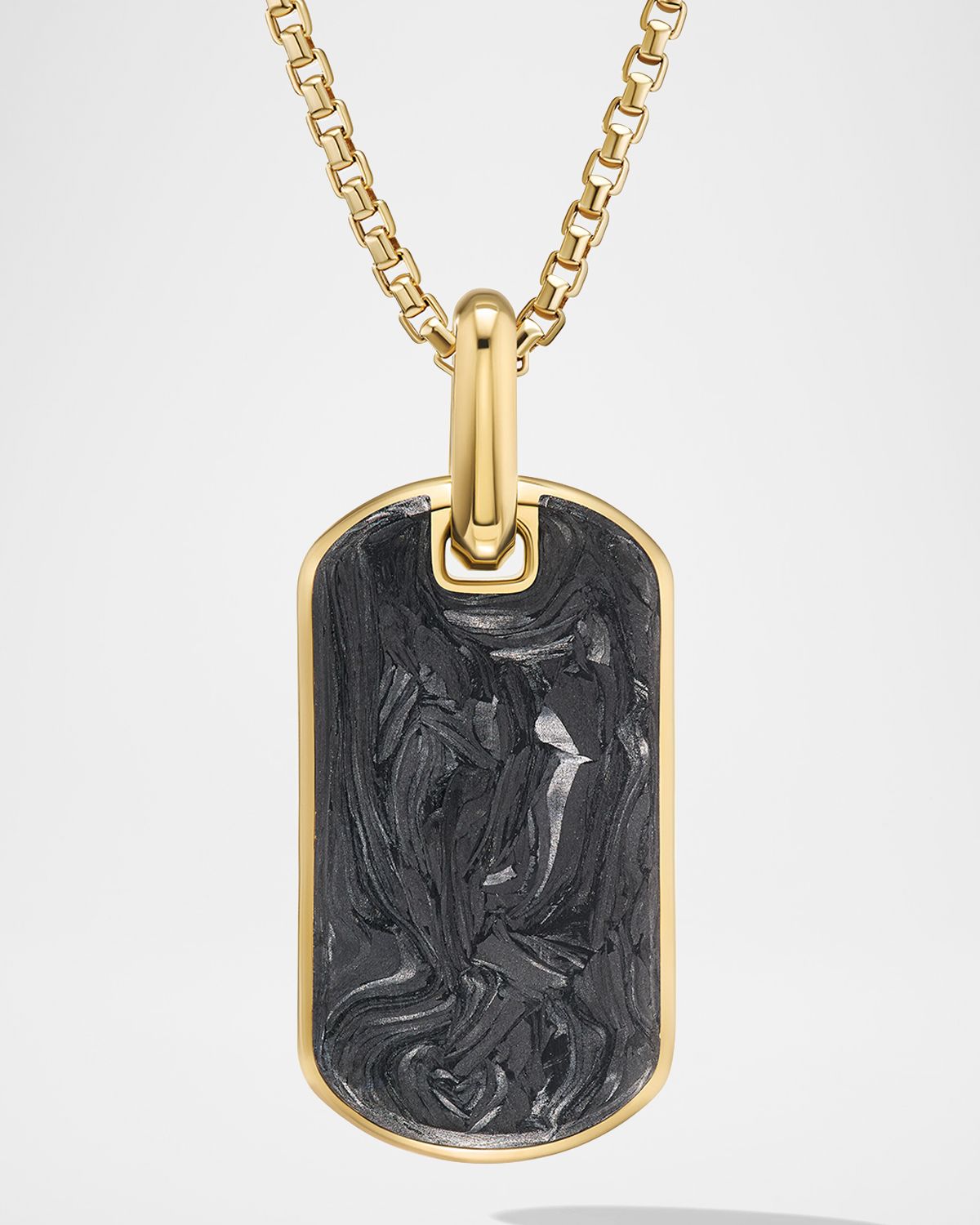 David Yurman Men 's Forged Carbon Tag Pendant in 18K Gold, 34.5mm
