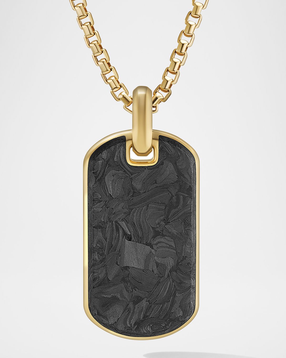 David Yurman Men 's Forged Carbon Tag Pendant in 18K Gold, 42mm