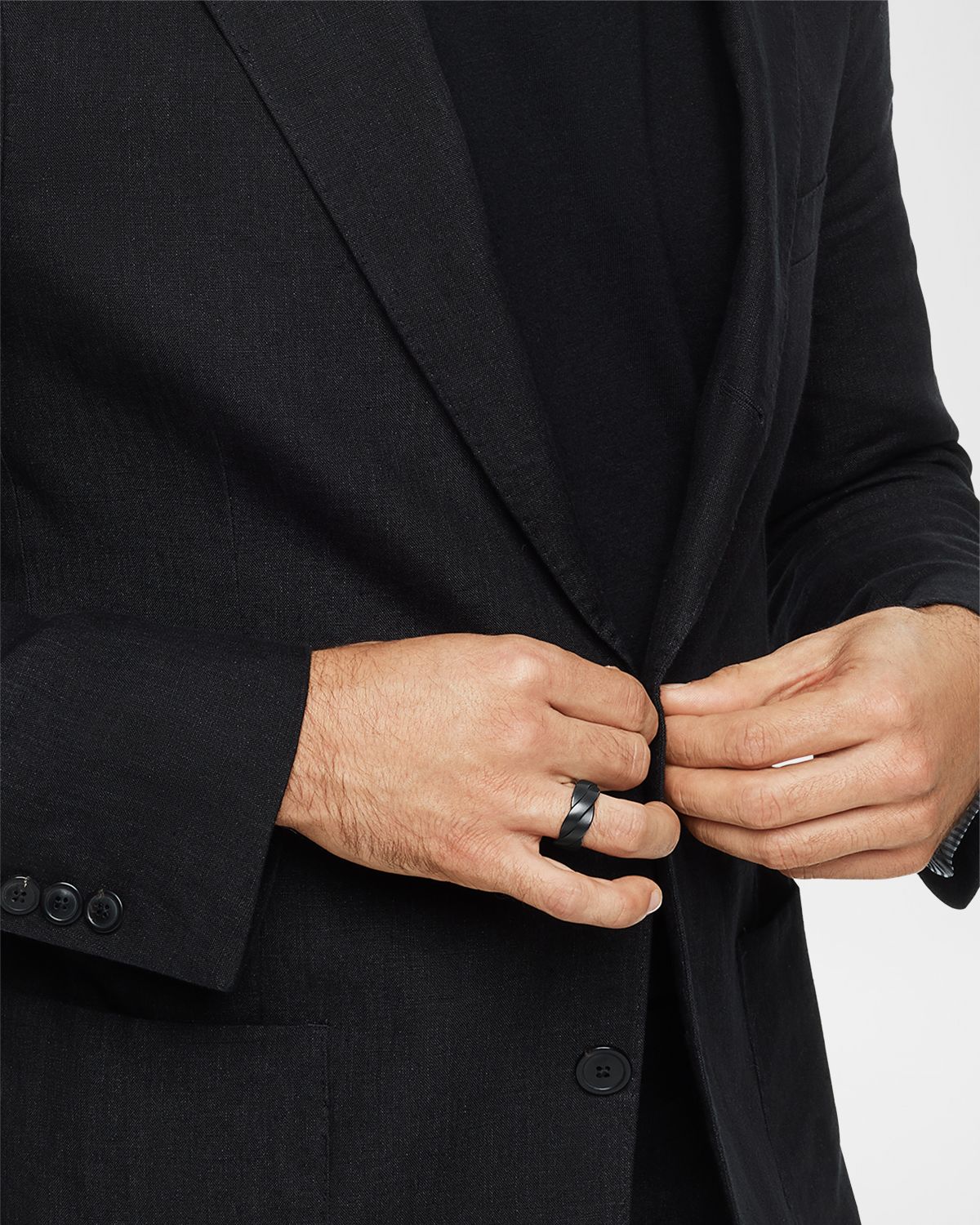 David Yurman Men 's DY Helios Band Ring in Black Titanium, 9mm