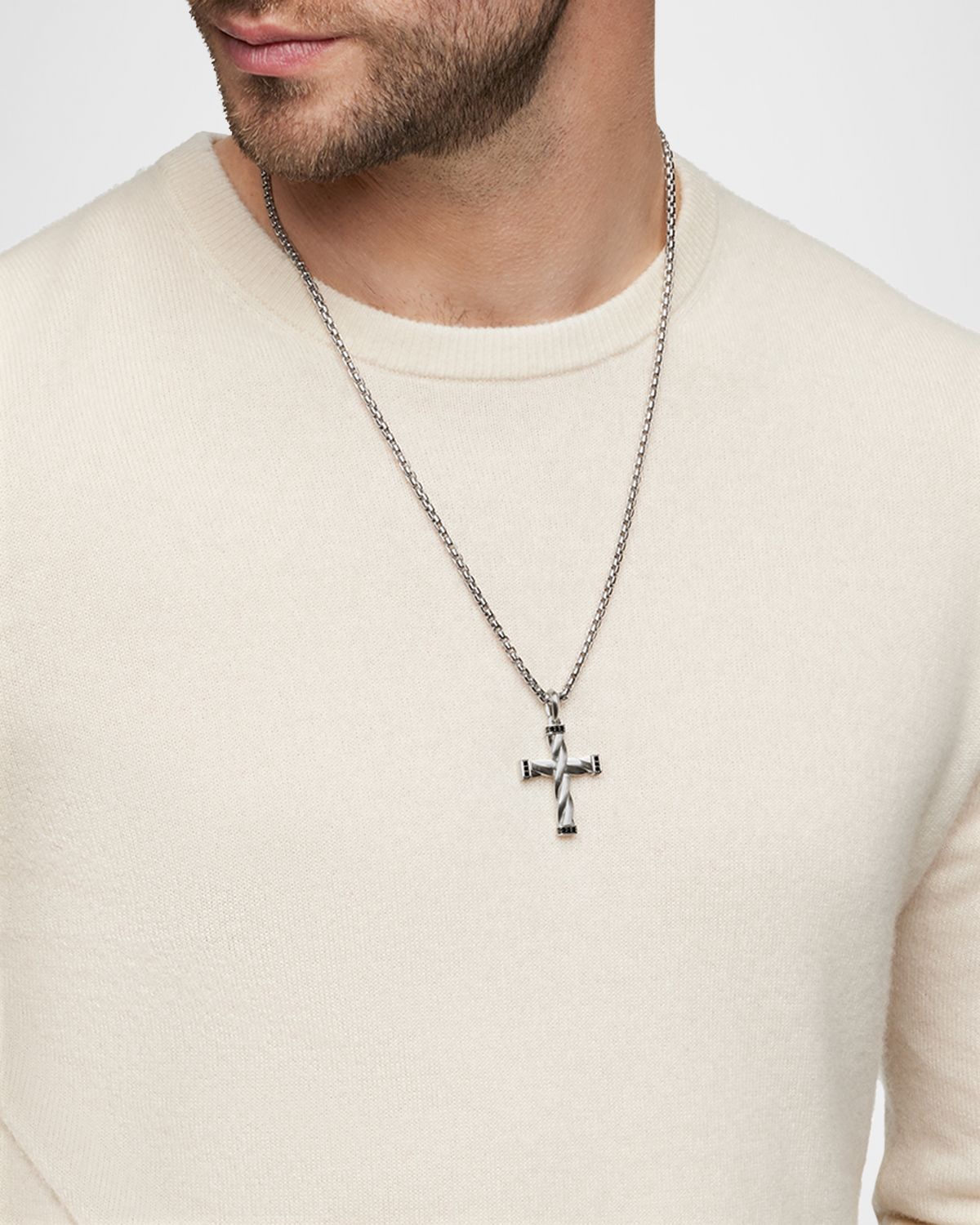 David Yurman DY Helios Cross Pendant in Silver, 36mm