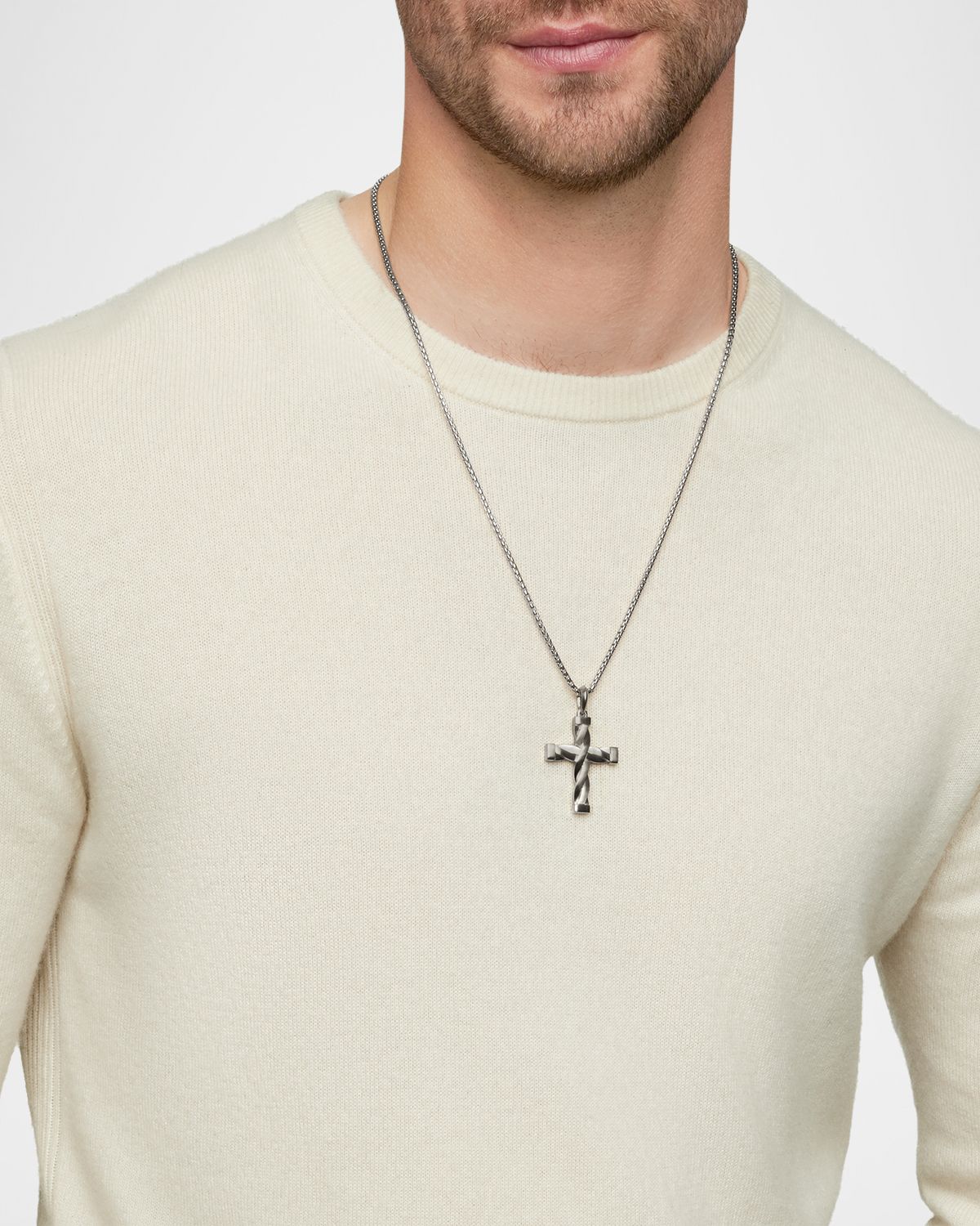 David Yurman DY Helios Cross Pendant in Silver, 36mm