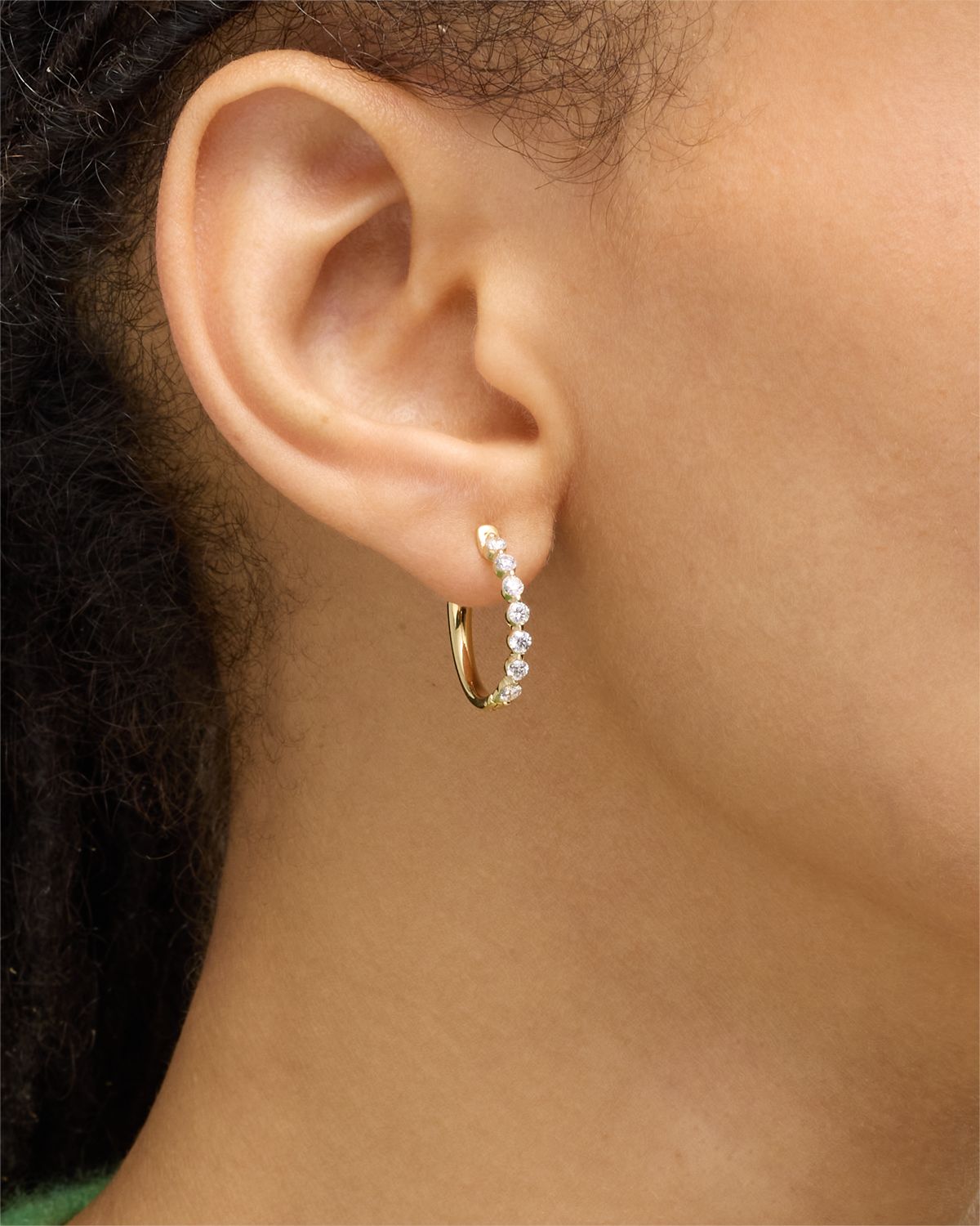 Neiman Marcus Diamonds 18k Yellow Gold Diamond Huggie Earrings, 0.77tcw, 0.75"L