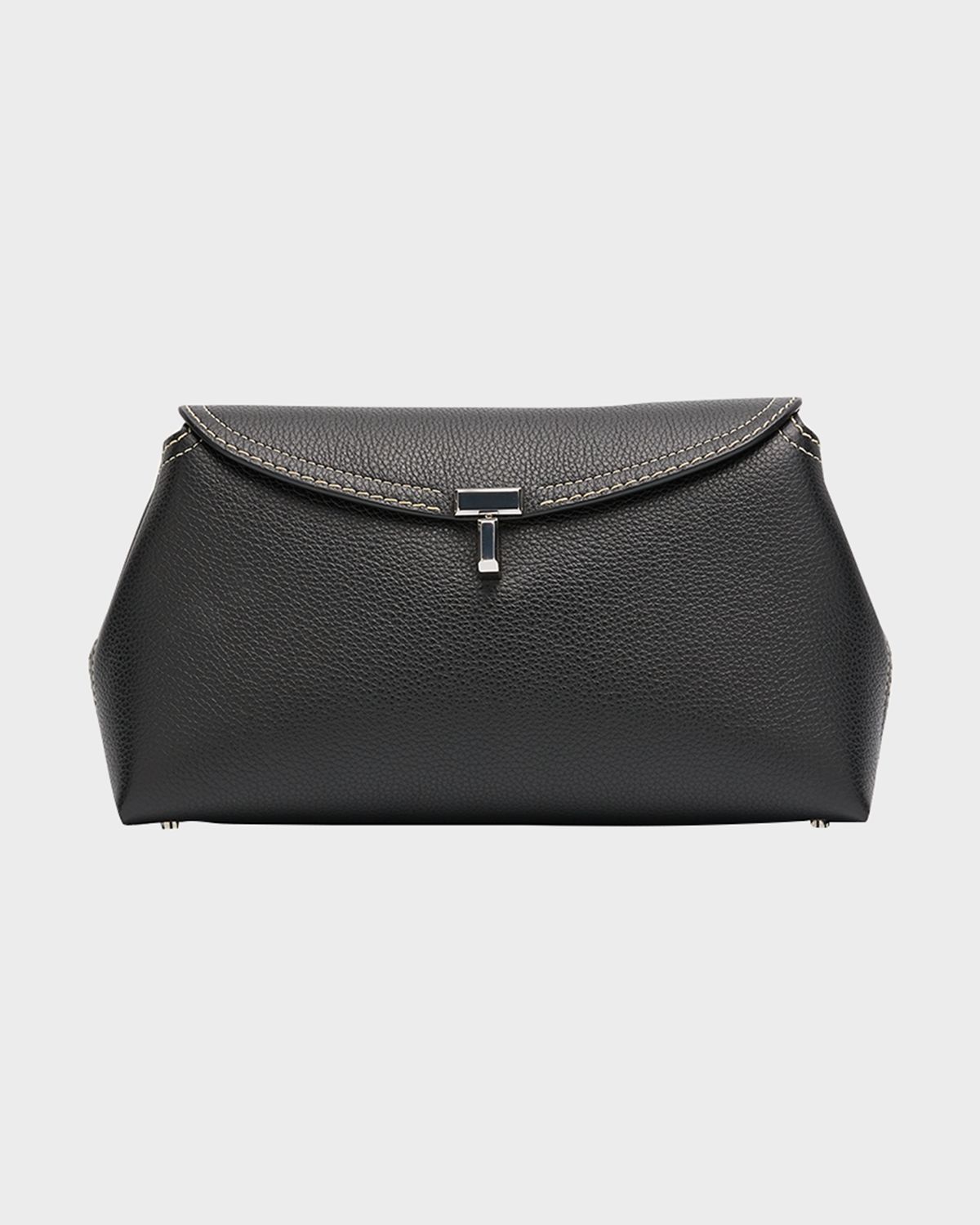 Toteme T-Lock Clutch Bag in Pebble Grain Leather