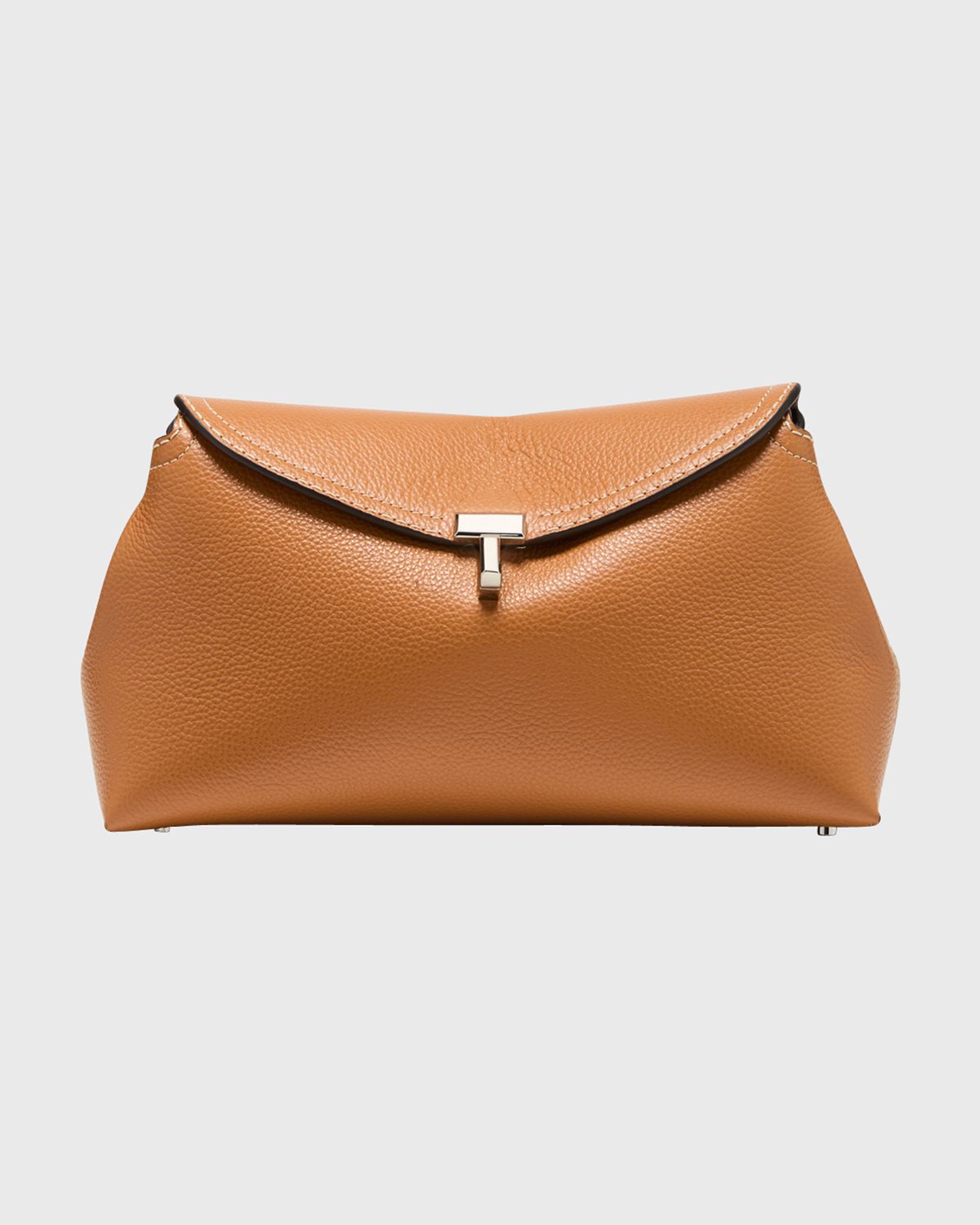 Toteme T-Lock Clutch Bag in Pebble Grain Leather