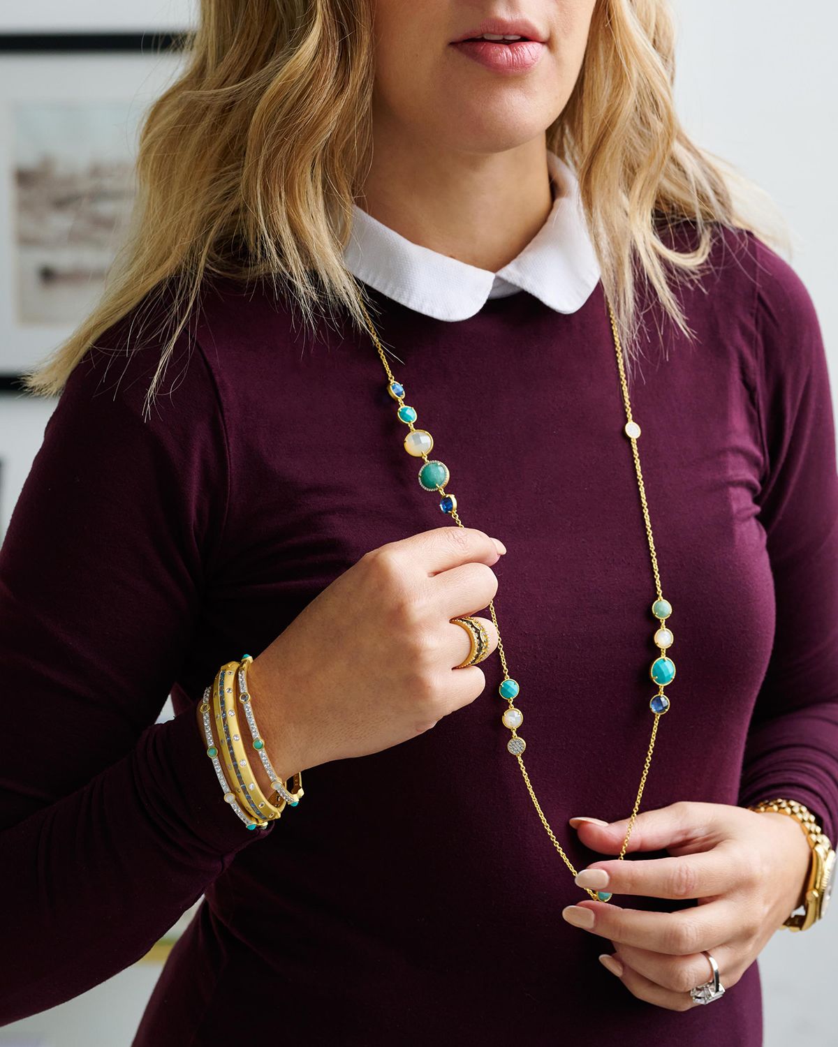 Freida Rothman Shades of Hope Long Chain Multi-Stone Necklace