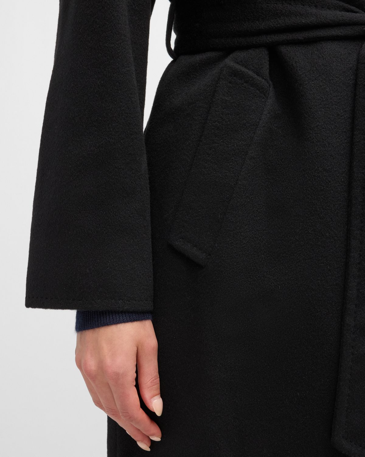 Sofia Cashmere Cashmere Belted Wrap Coat with Pick-Stitched Detail | Thumbnail 5 Sofia Cashmere Cashmere Belted Wrap Coat with Pick-Stitched Detail | Thumbnail 5