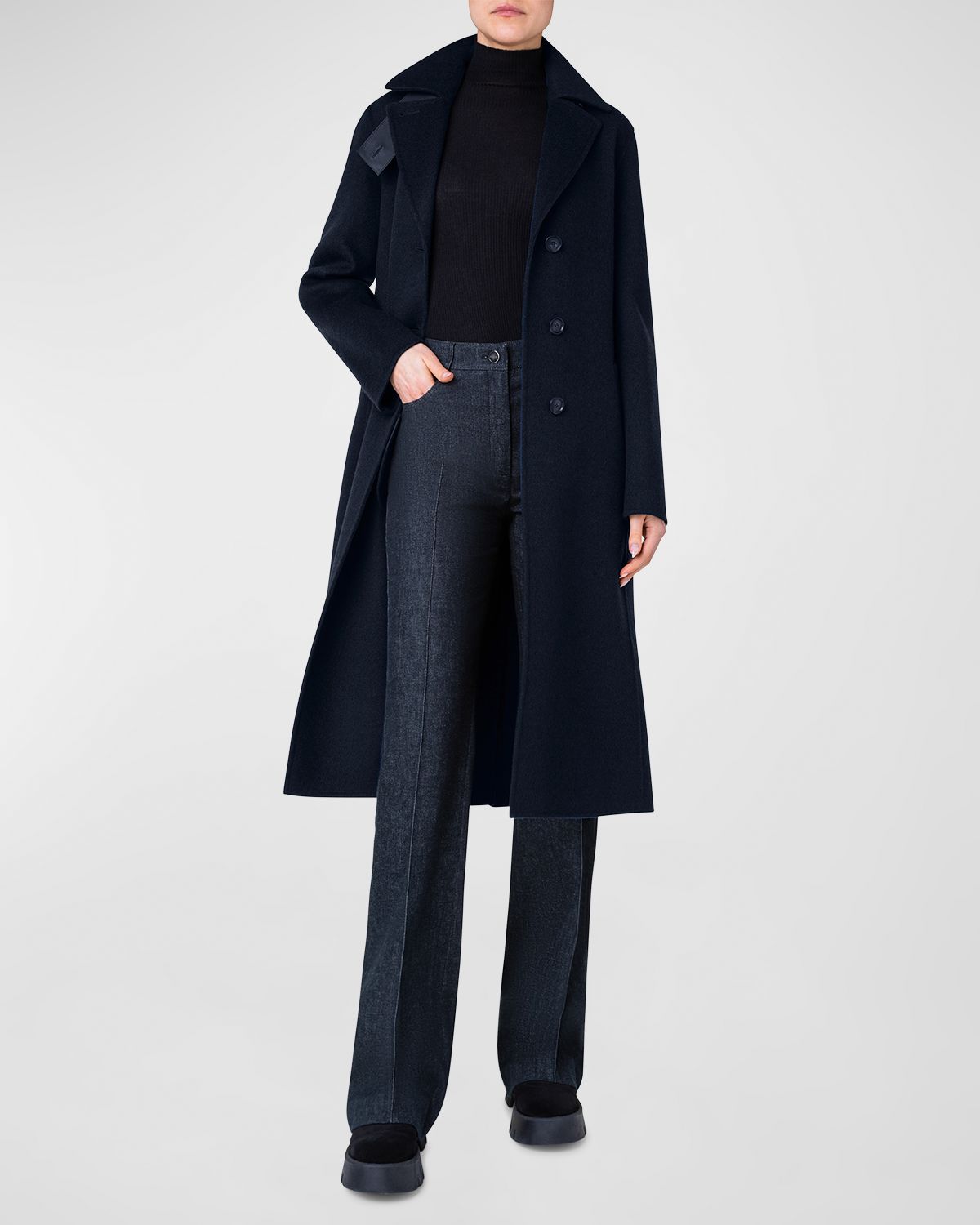 Akris Leather Collar Cashmere Coat | Thumbnail 6 Akris Leather Collar Cashmere Coat | Thumbnail 6