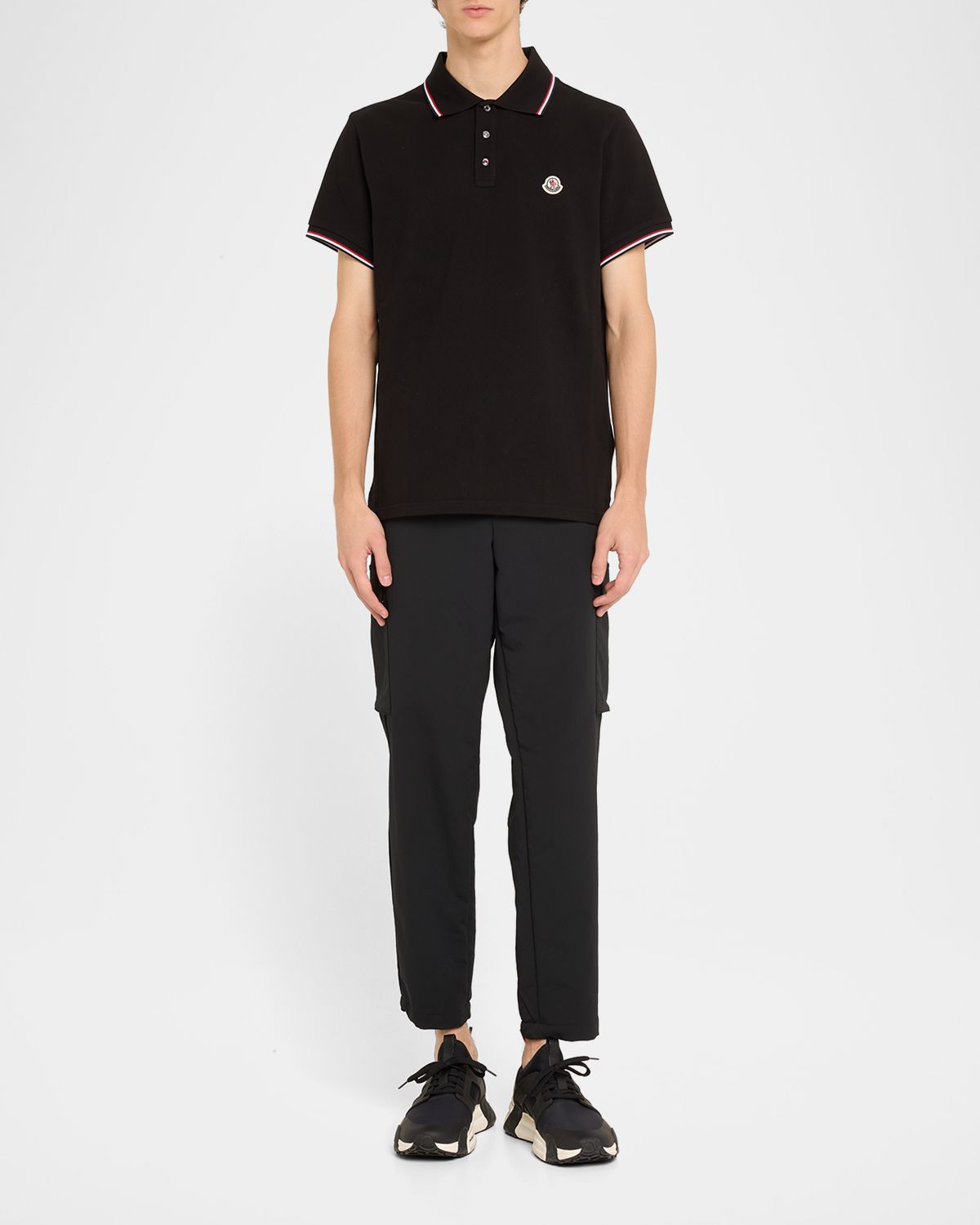 Moncler Men 's Classic Flag-Trim Polo Shirt