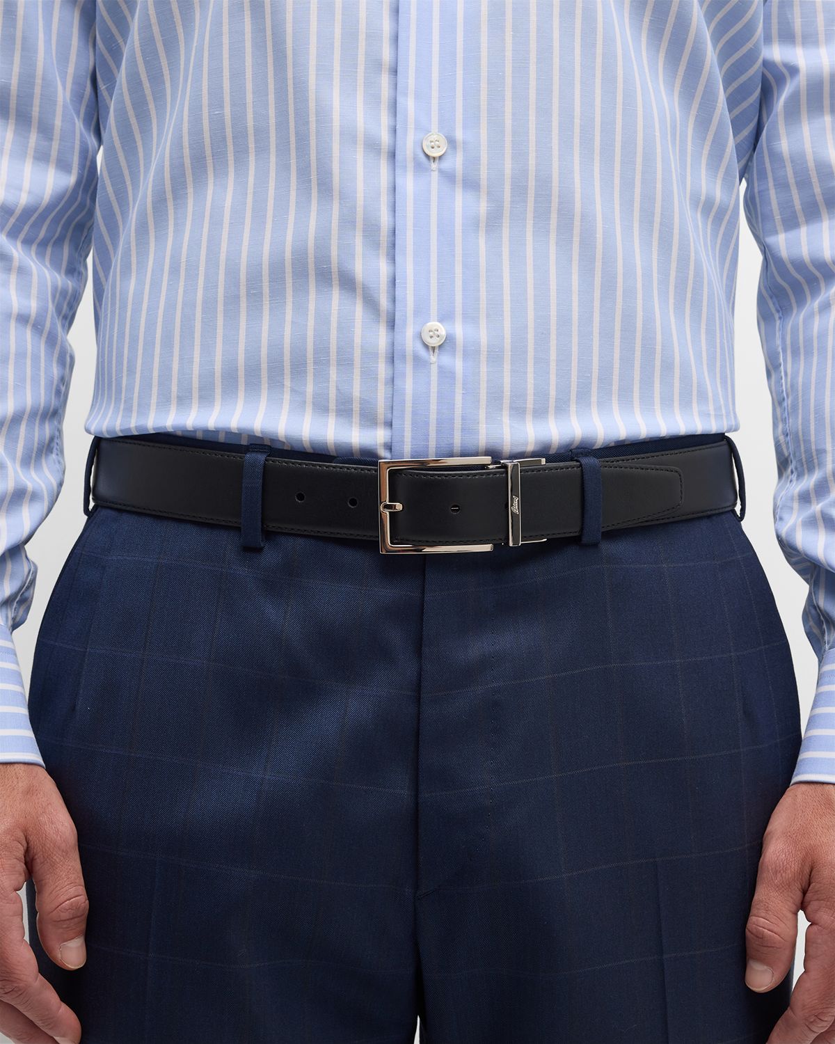 Brioni Men 's Twist Buckle Reversible Belt