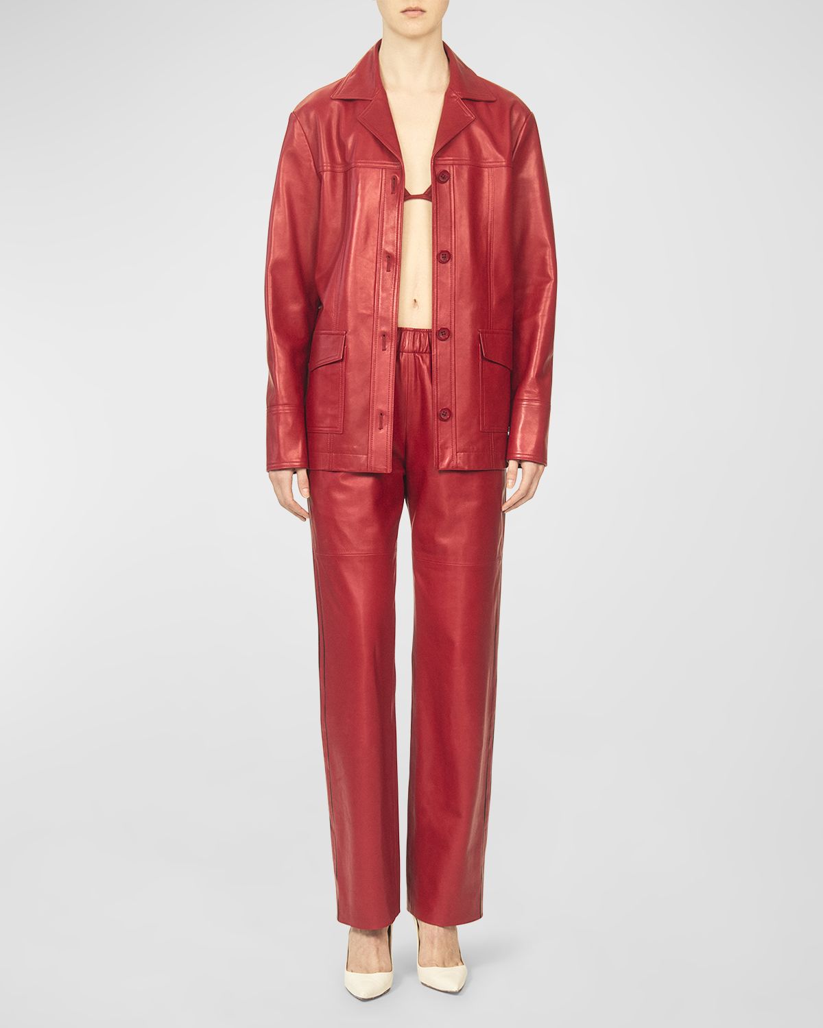 INTERIOR The Durden Metallic Leather Shirt Jacket