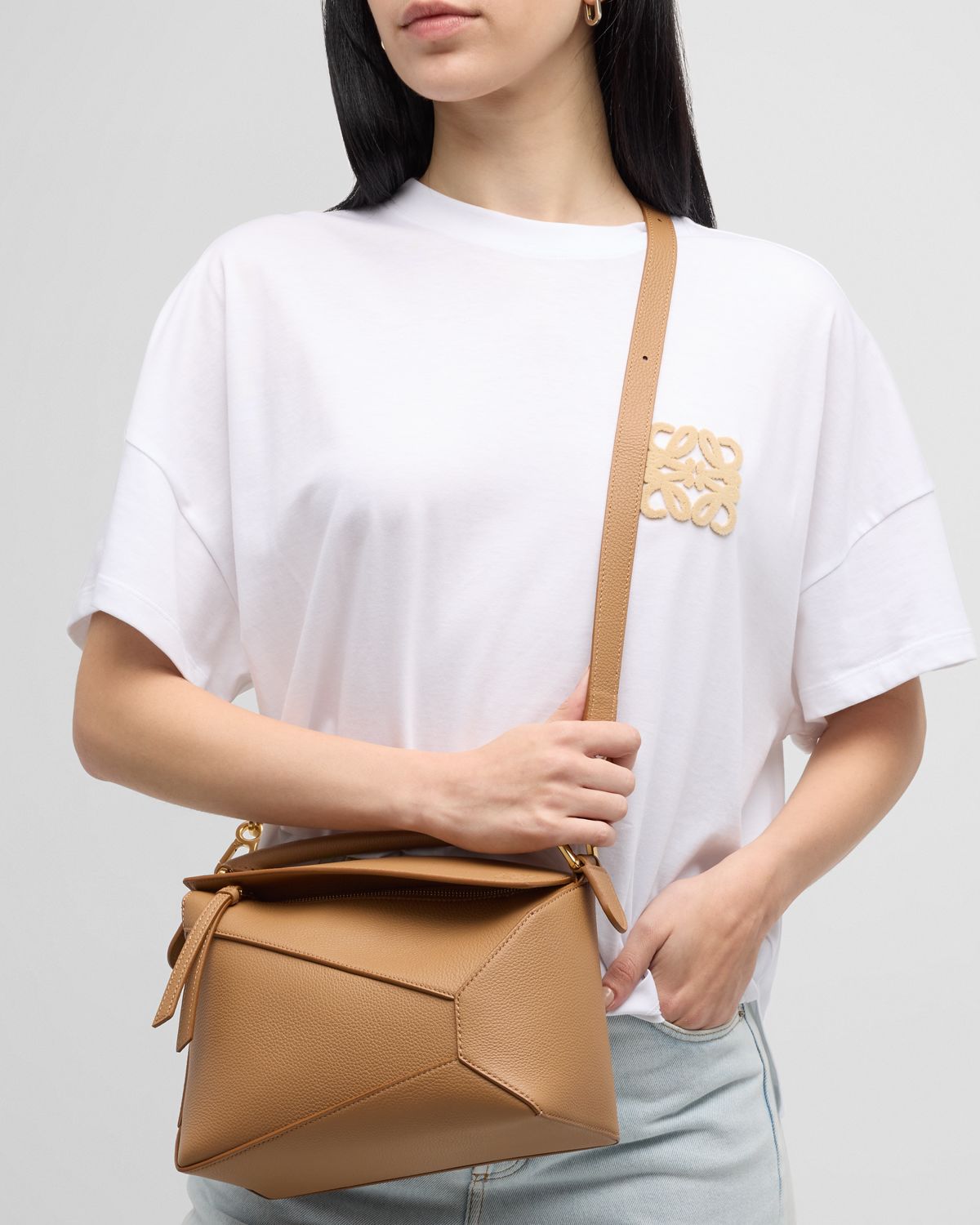 Loewe Puzzle Edge Small Top-Handle Bag in Grained Leather