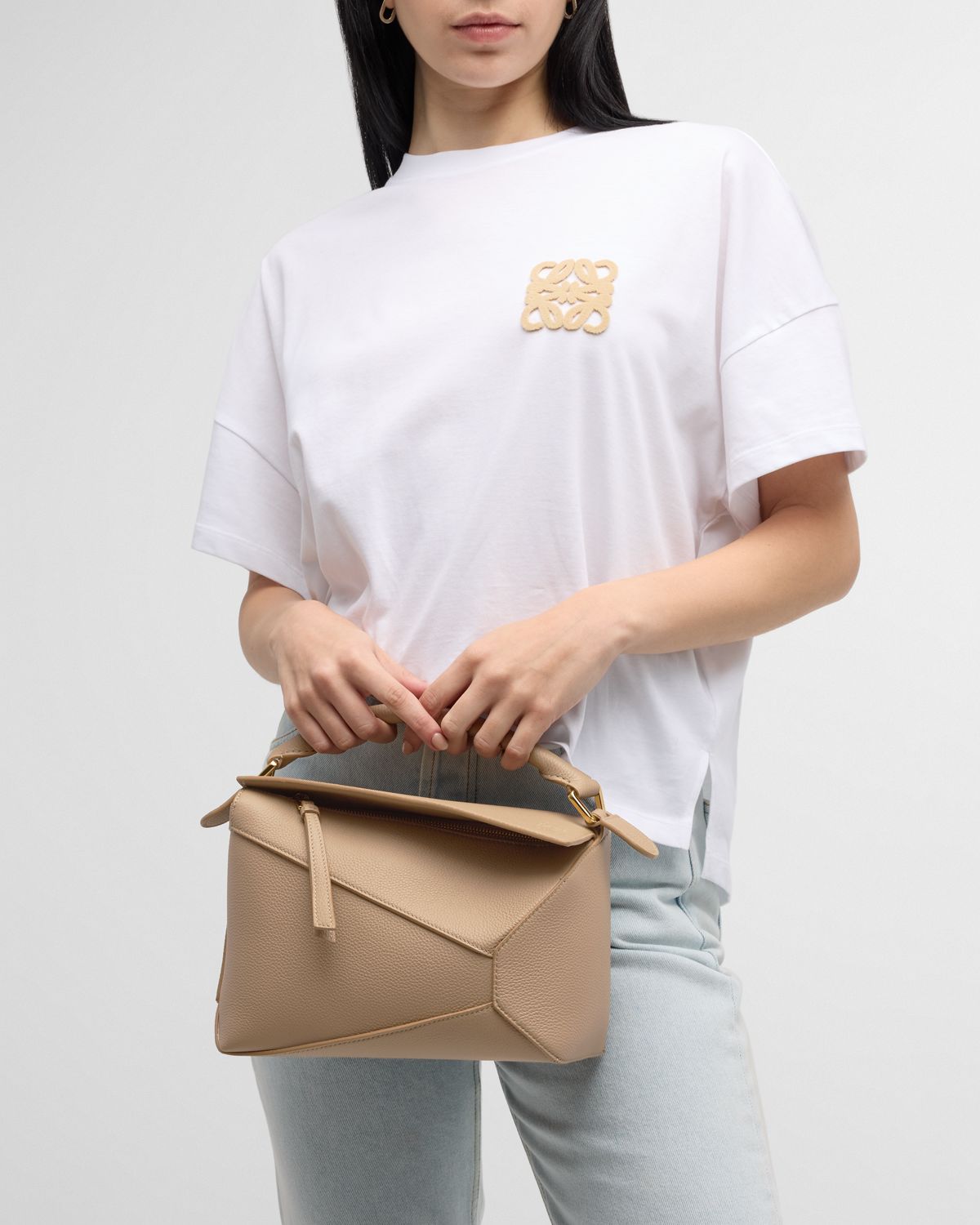 Loewe Puzzle Edge Small Top-Handle Bag in Grained Leather