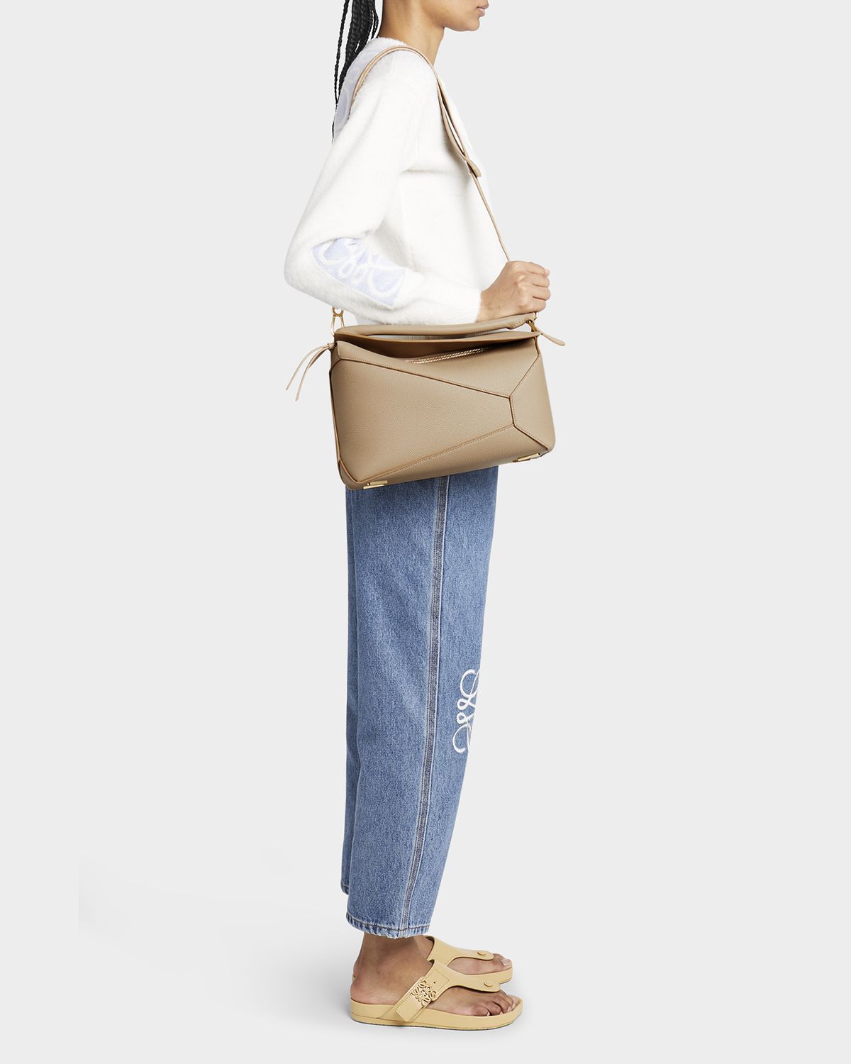 Loewe Puzzle Edge Medium Top-Handle Bag in Soft Grained Leather