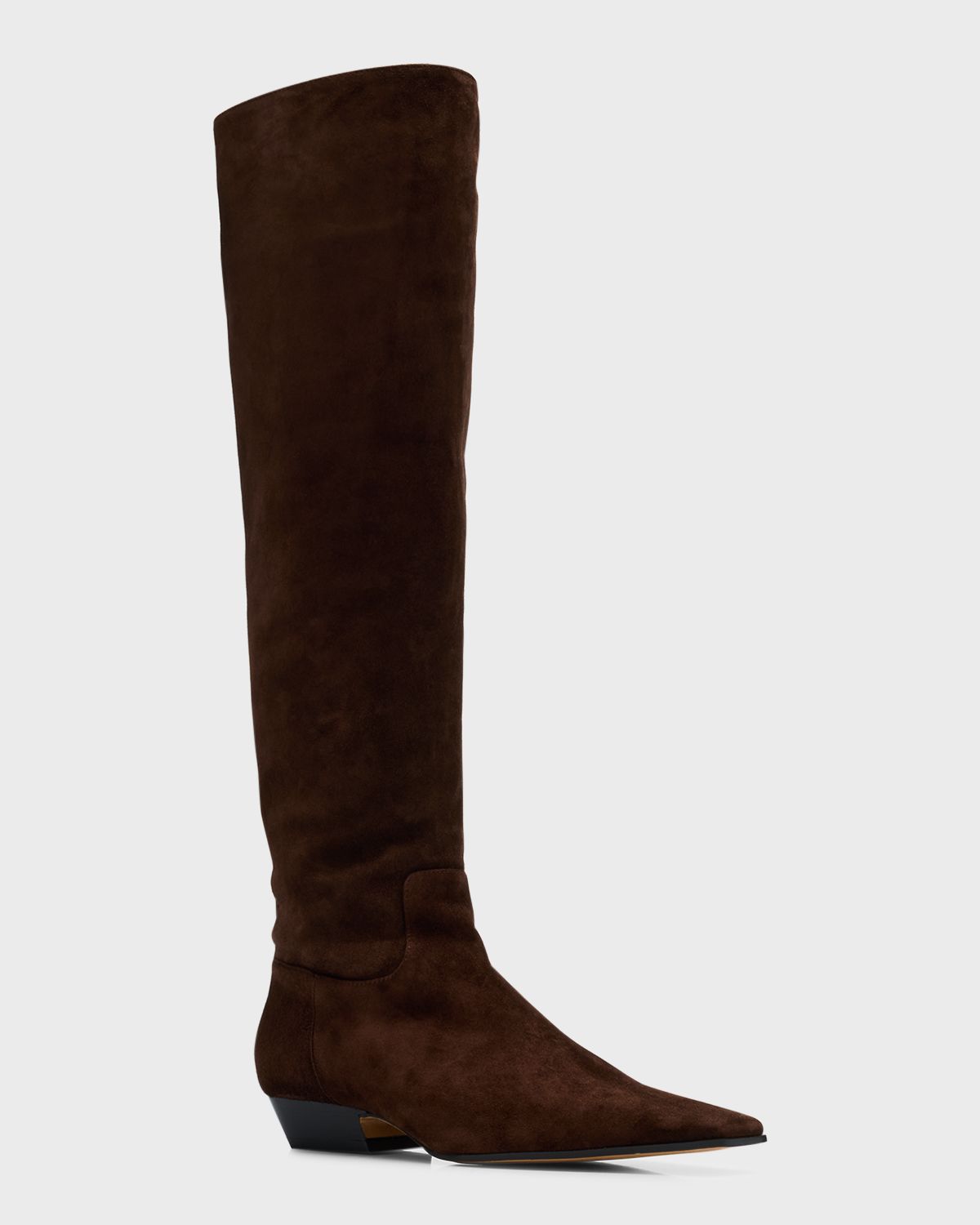 Khaite Suede Square-Toe Knee Boots