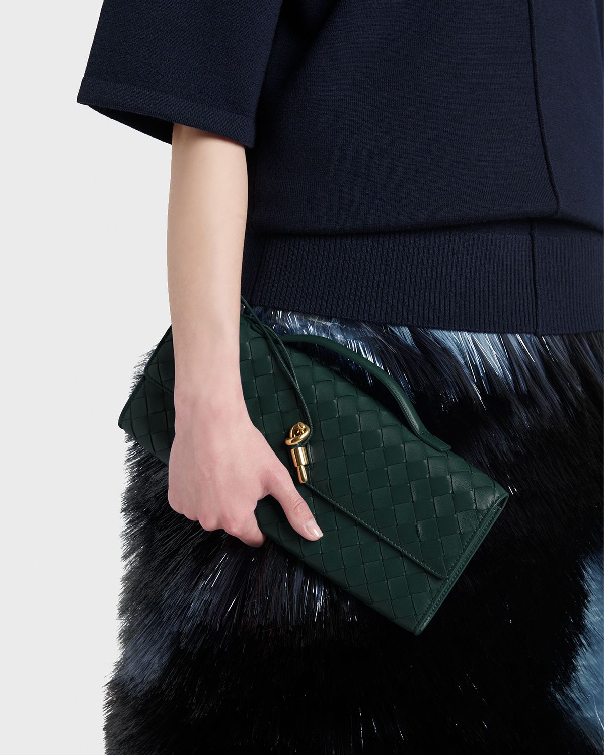 Bottega Veneta Long Andiamo Clutch Bag with Handle