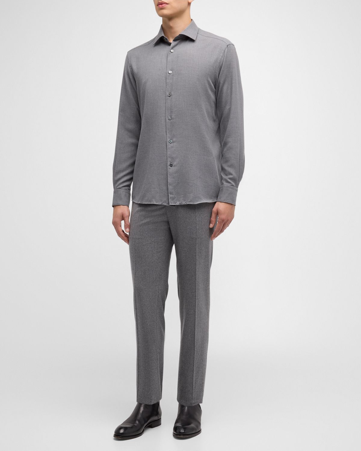 ZEGNA Men 's Cashco Melange Sport Shirt