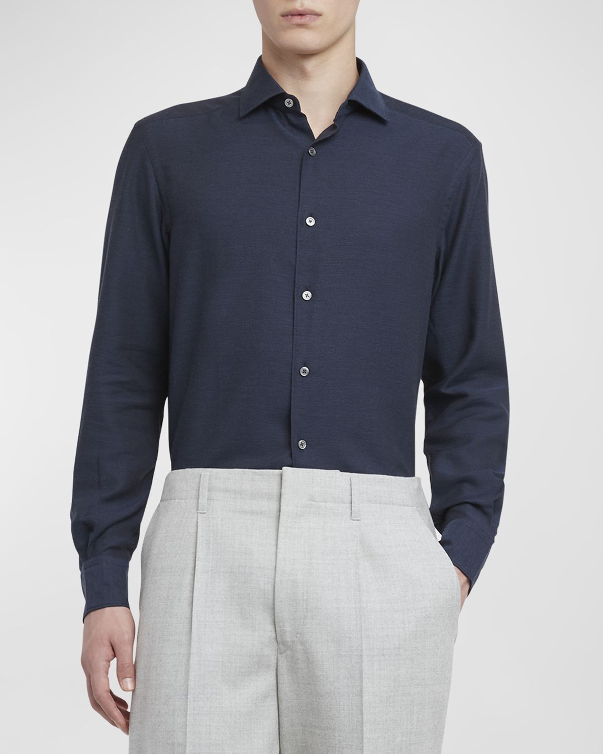 ZEGNA Men 's Cashmere-Cotton Cashco Sport Shirt