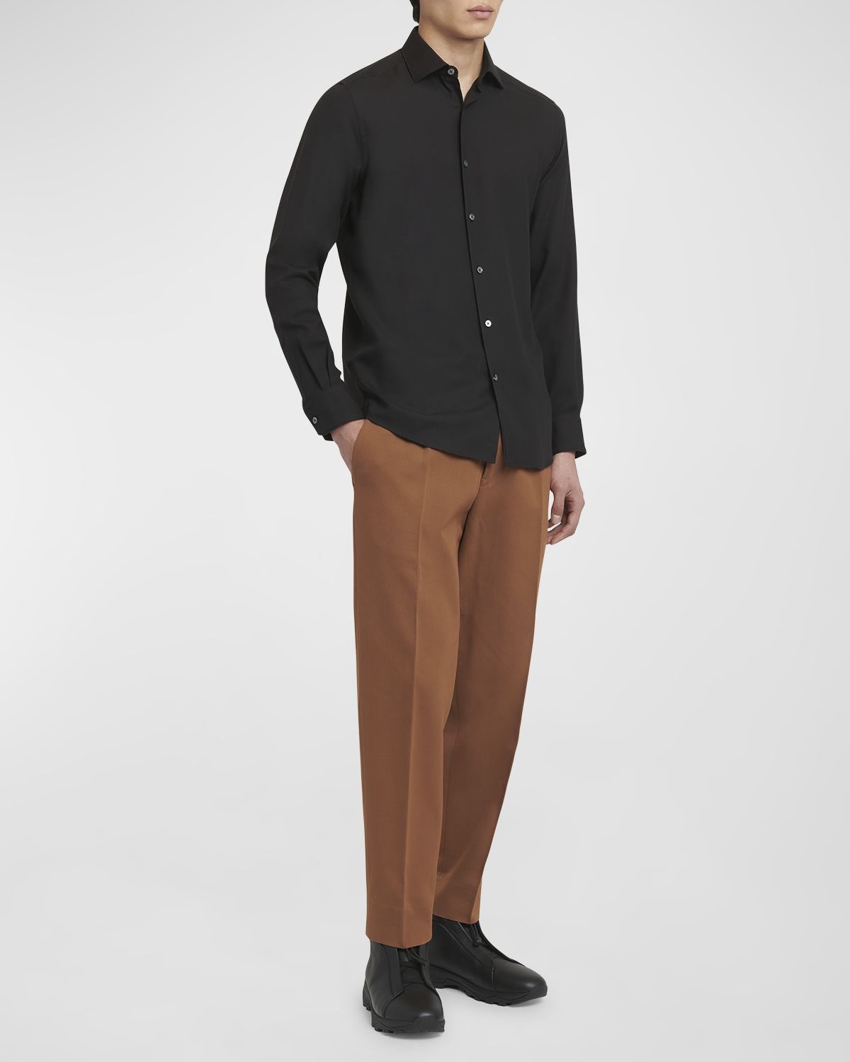 ZEGNA Men 's Cashco Cashmere-Cotton Sport Shirt