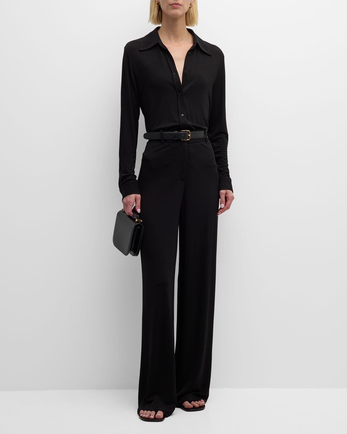 Nili Lotan Celestine Mesh Button-Front Shirt